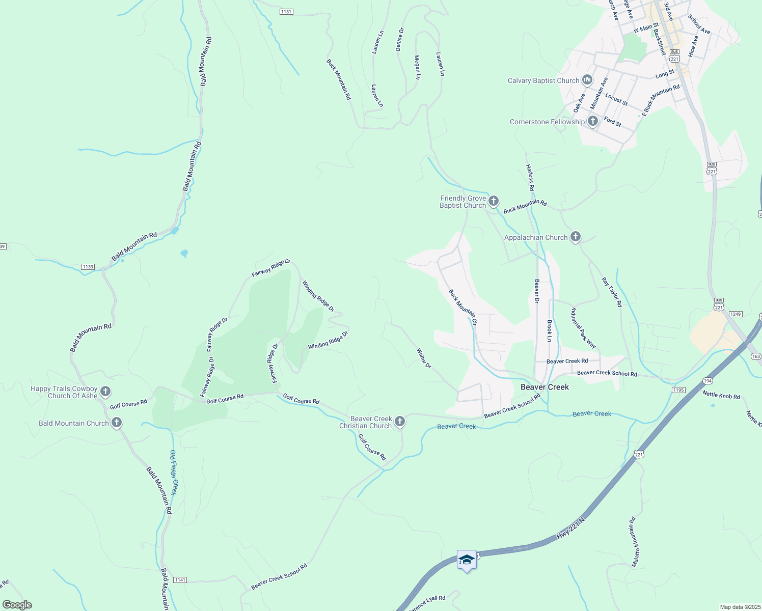 map of restaurants, bars, coffee shops, grocery stores, and more near 213 White Tail Trail in West Jefferson