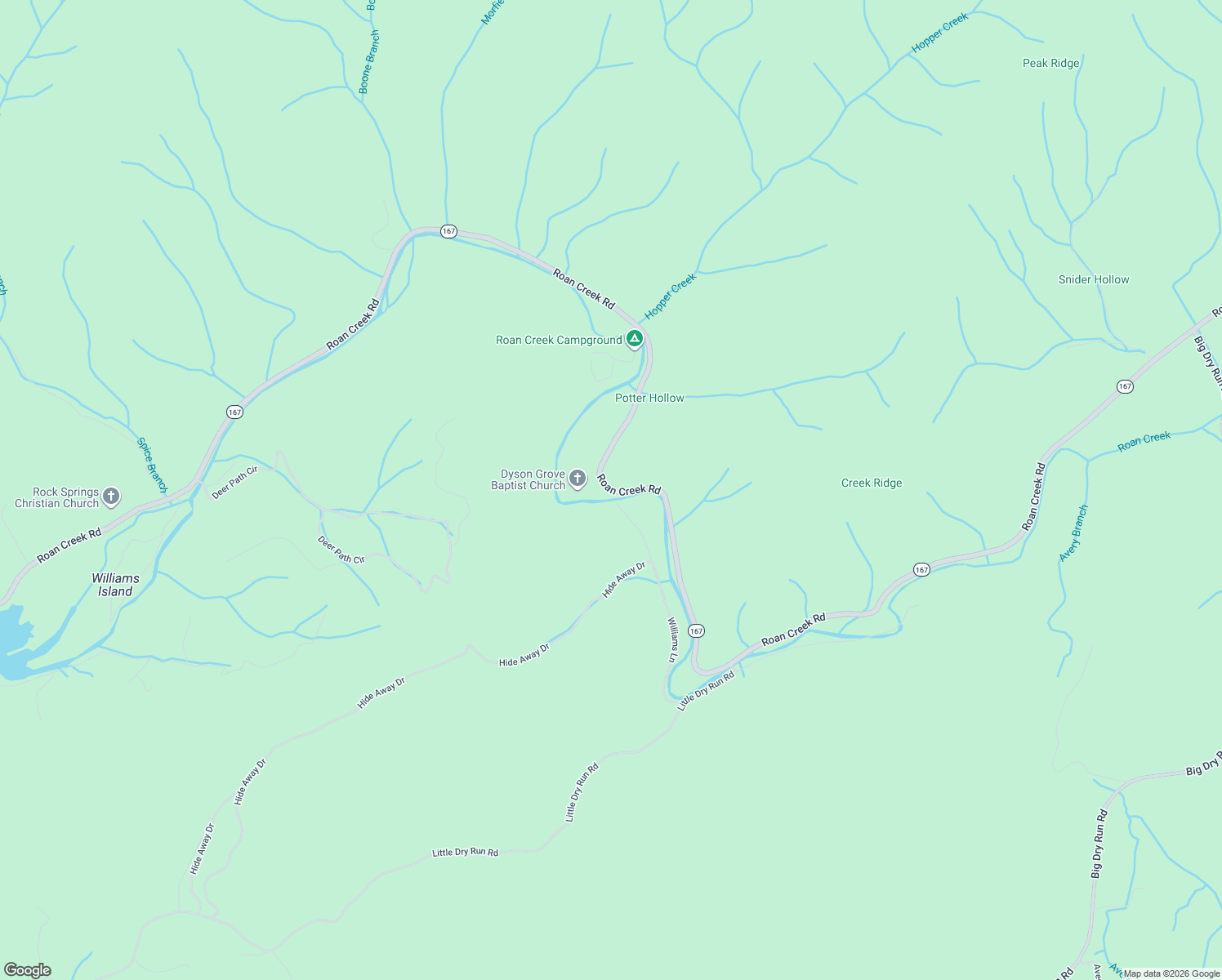 map of restaurants, bars, coffee shops, grocery stores, and more near 8502 Roan Creek Road in Butler