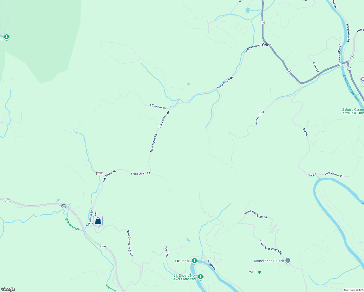 map of restaurants, bars, coffee shops, grocery stores, and more near Frank Dillard Road in Jefferson