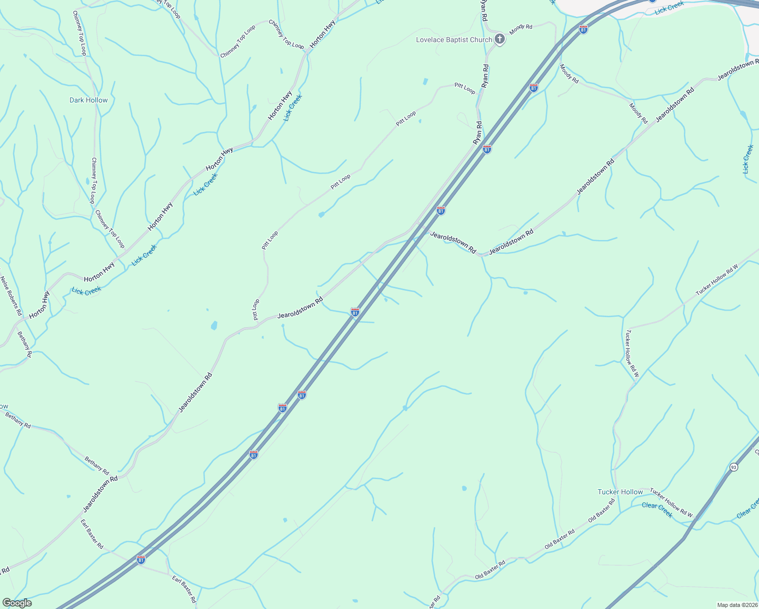 map of restaurants, bars, coffee shops, grocery stores, and more near Interstate 81 in Chuckey