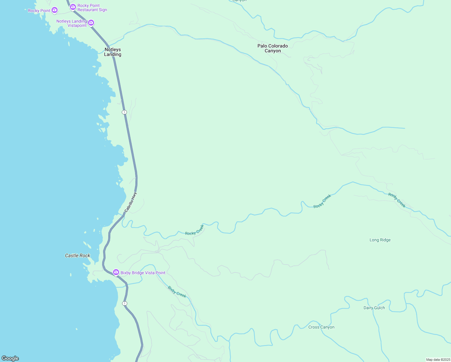 map of restaurants, bars, coffee shops, grocery stores, and more near Coast Road in Monterey