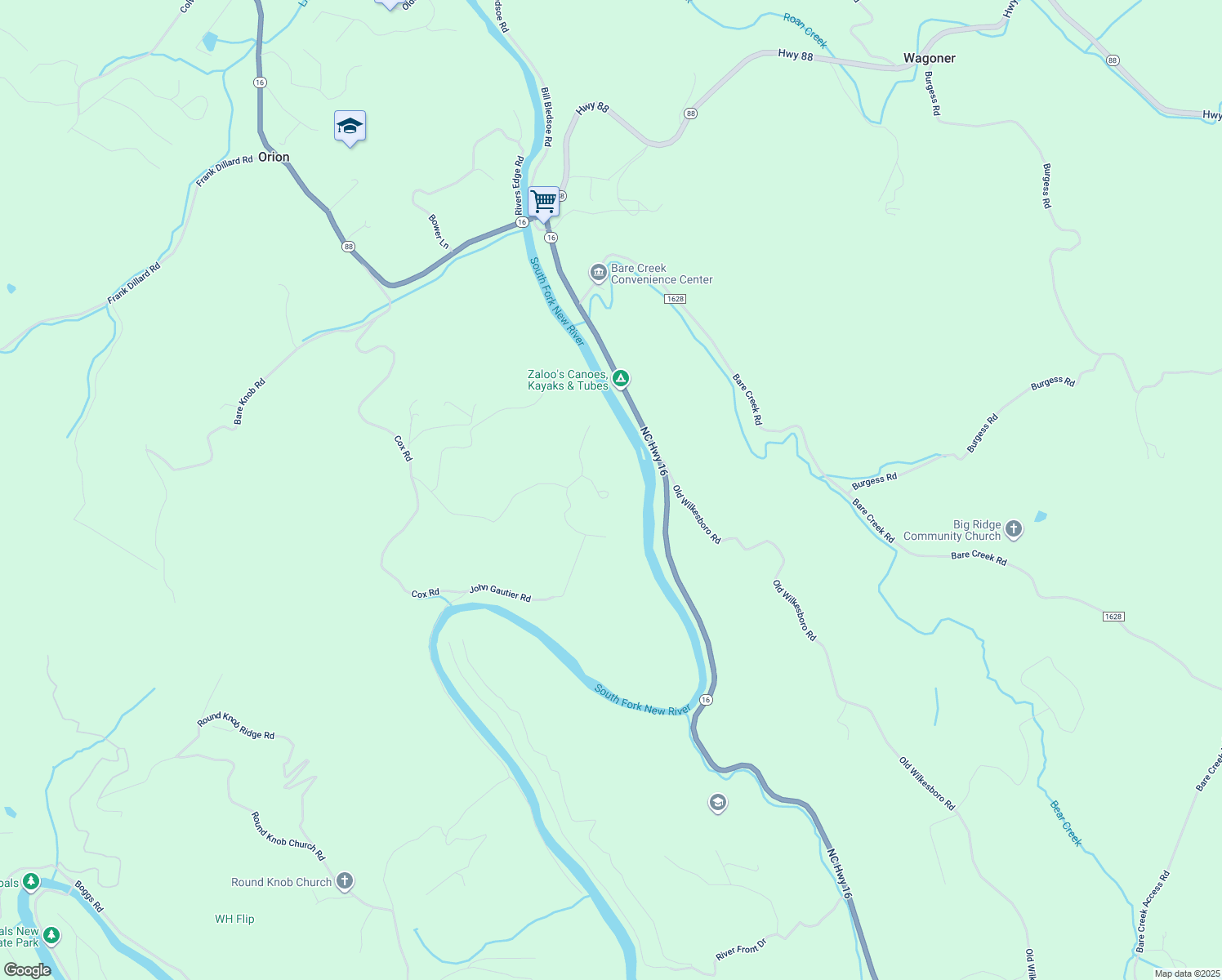 map of restaurants, bars, coffee shops, grocery stores, and more near 261 Jordan Ridge Road in Jefferson