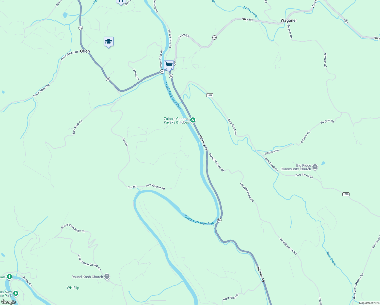 map of restaurants, bars, coffee shops, grocery stores, and more near 261 Jordan Ridge Road in Jefferson