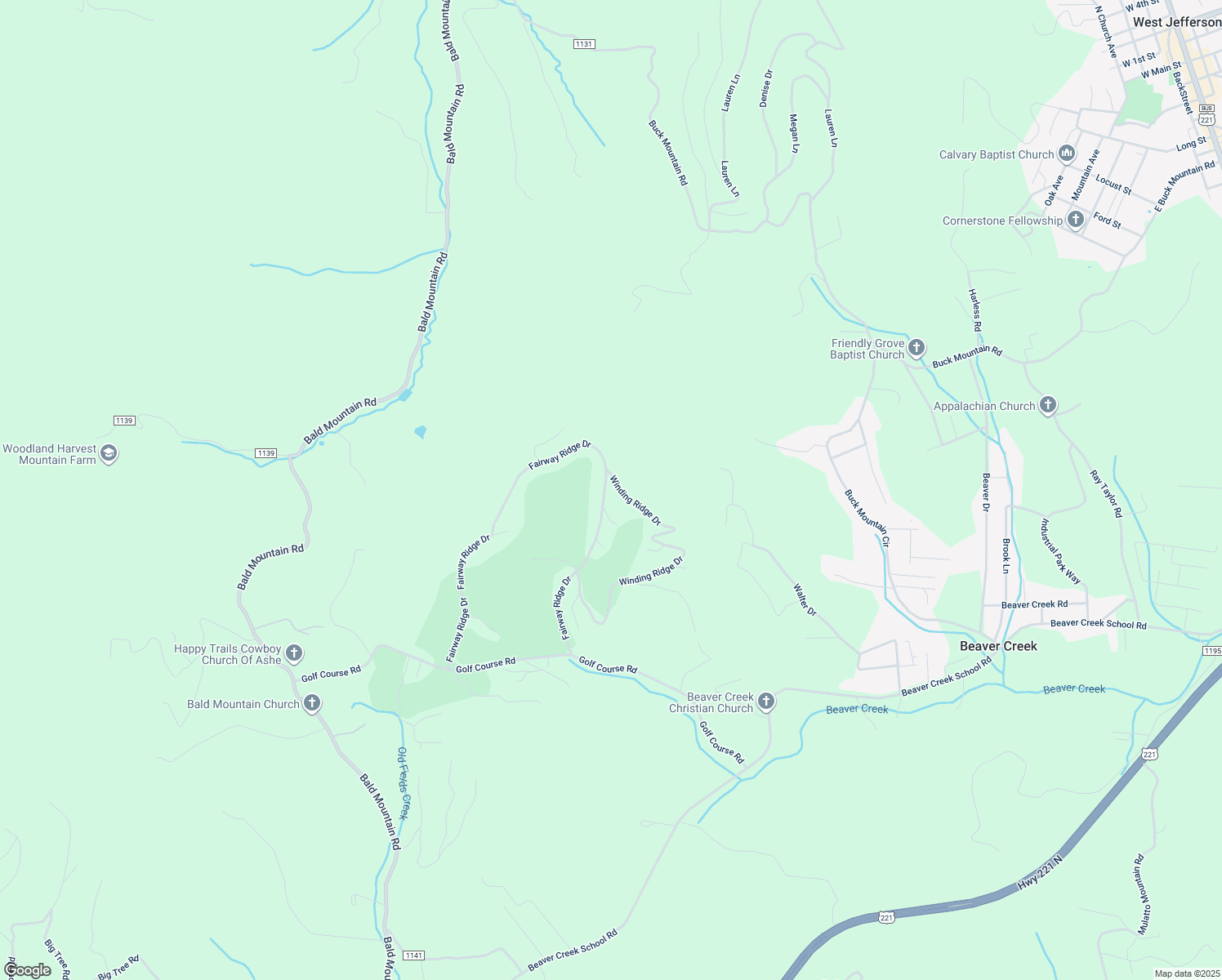 map of restaurants, bars, coffee shops, grocery stores, and more near 1067 Winding Ridge Drive in West Jefferson