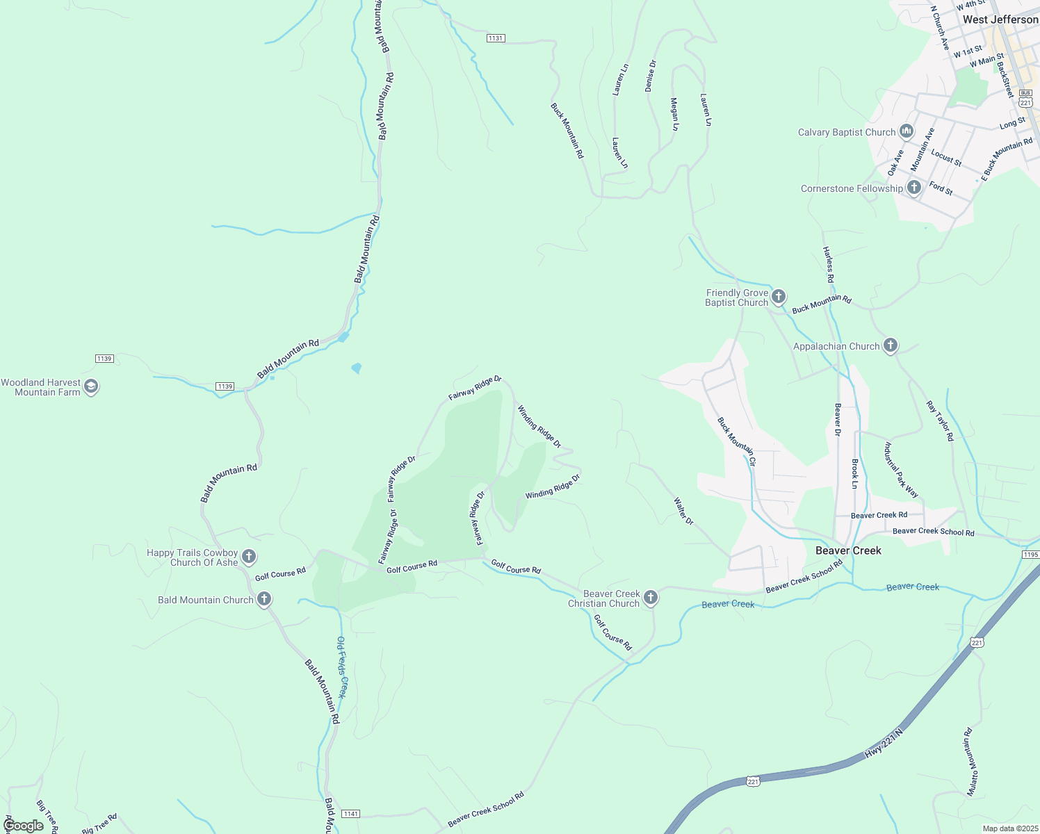 map of restaurants, bars, coffee shops, grocery stores, and more near 1067 Winding Ridge Drive in West Jefferson
