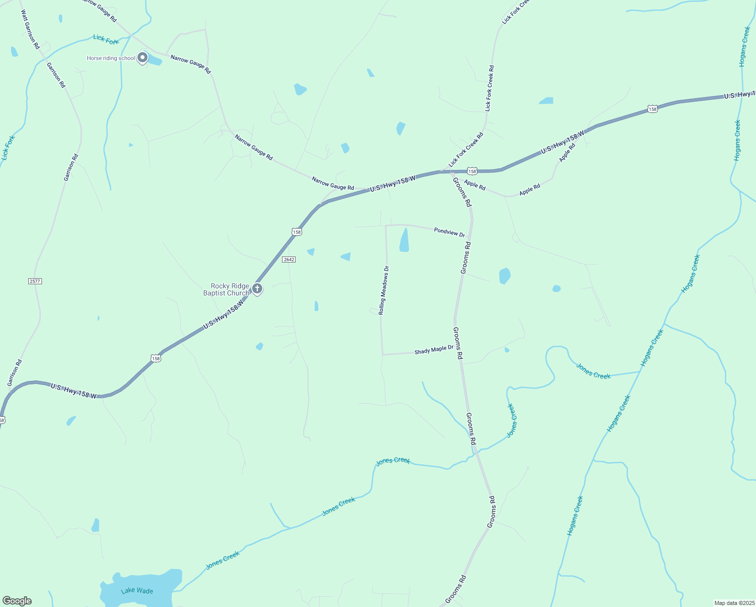 map of restaurants, bars, coffee shops, grocery stores, and more near 245 Rolling Meadows Drive in Reidsville
