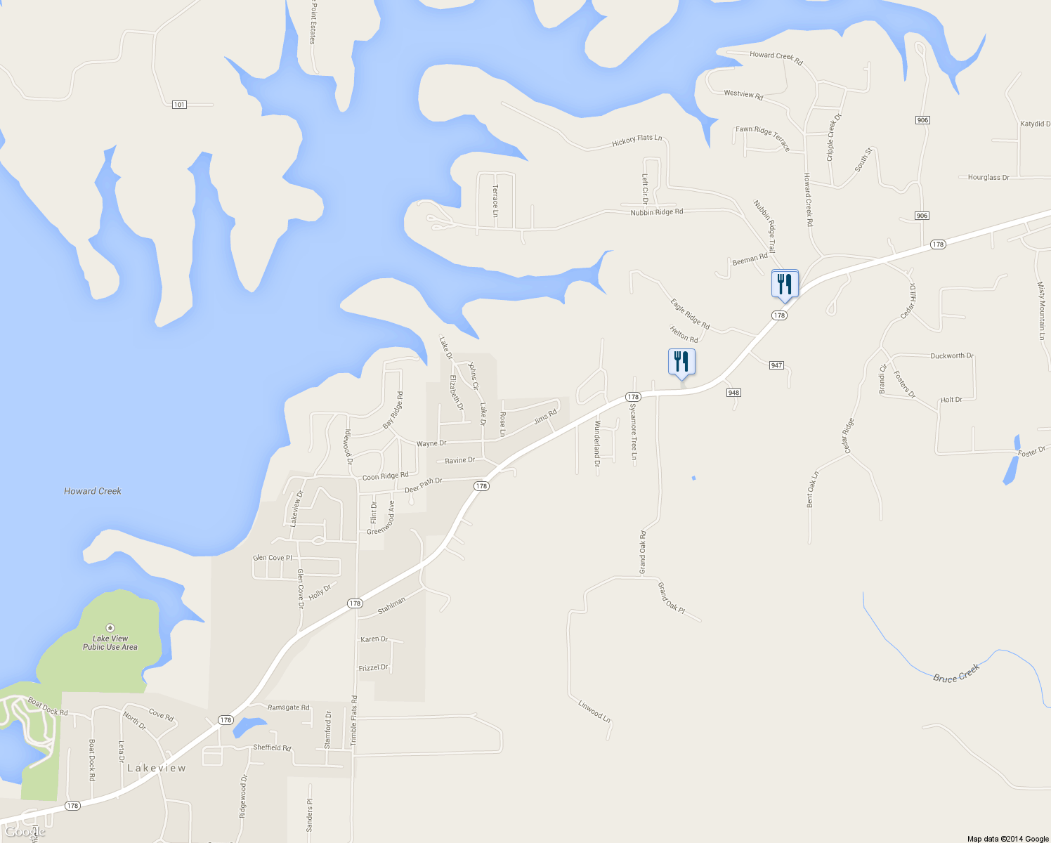 map of restaurants, bars, coffee shops, grocery stores, and more near 168 Jims Road in Lakeview