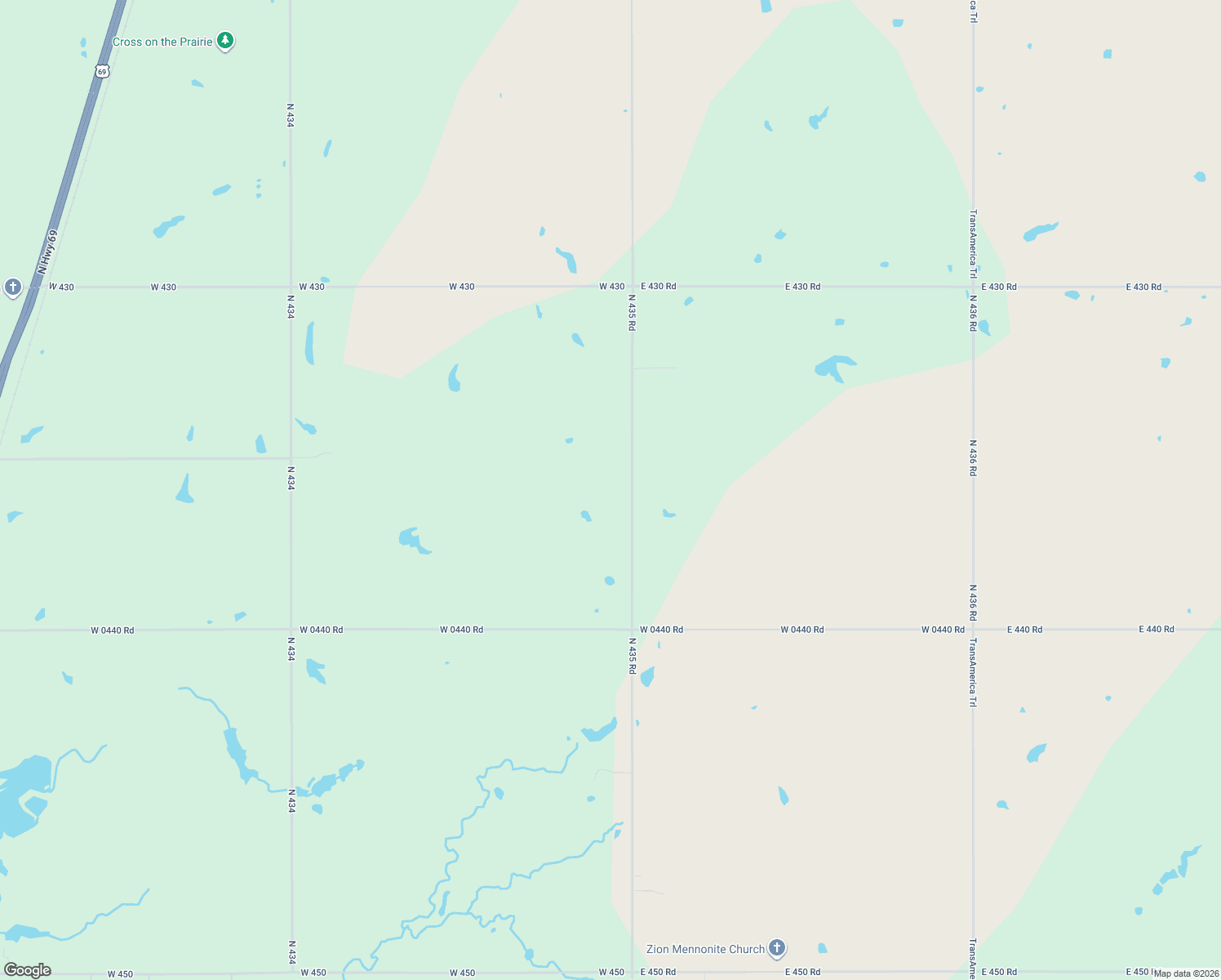 map of restaurants, bars, coffee shops, grocery stores, and more near 5401 North 435 Road in Adair