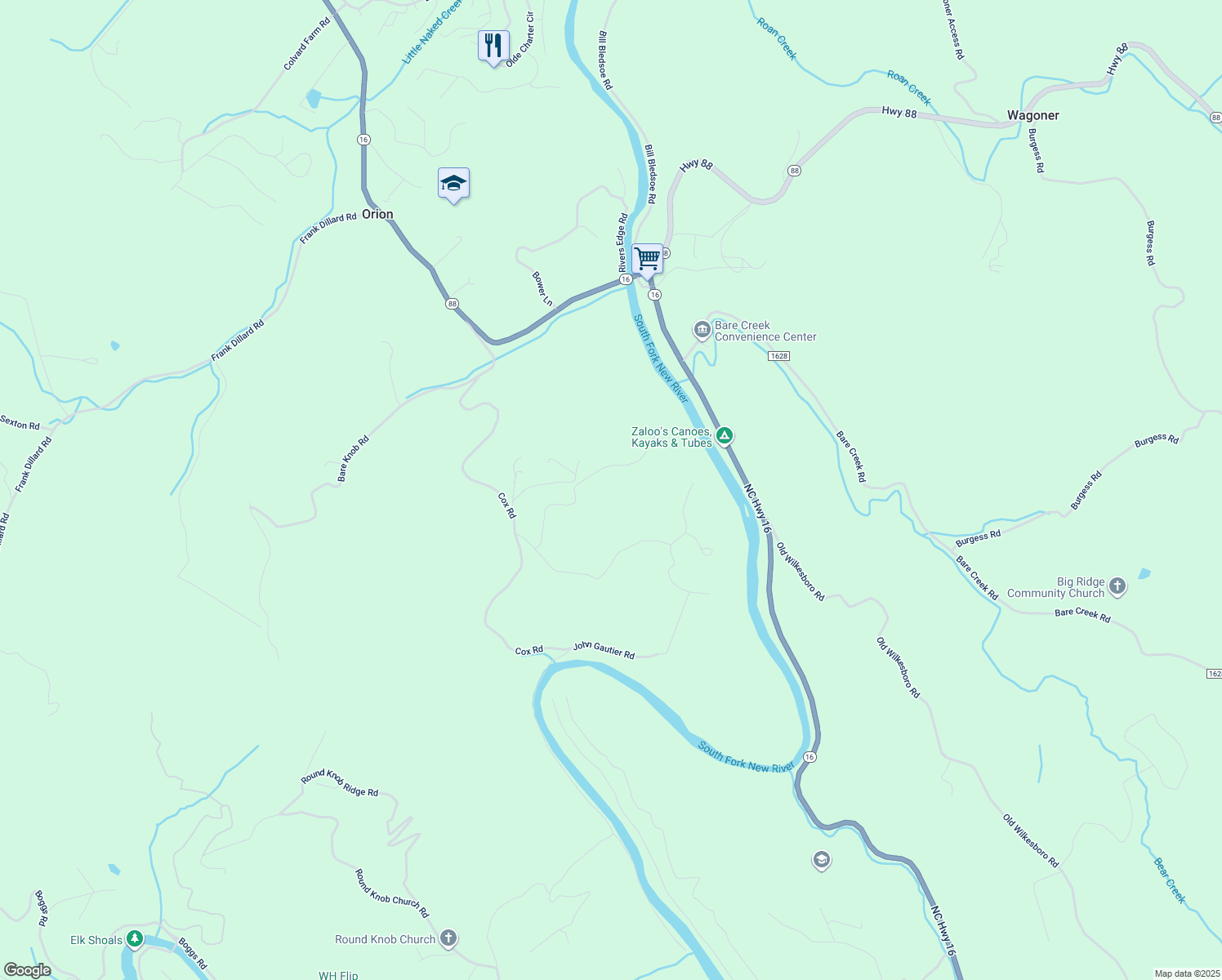 map of restaurants, bars, coffee shops, grocery stores, and more near 486 Woodland Valley Road in Jefferson