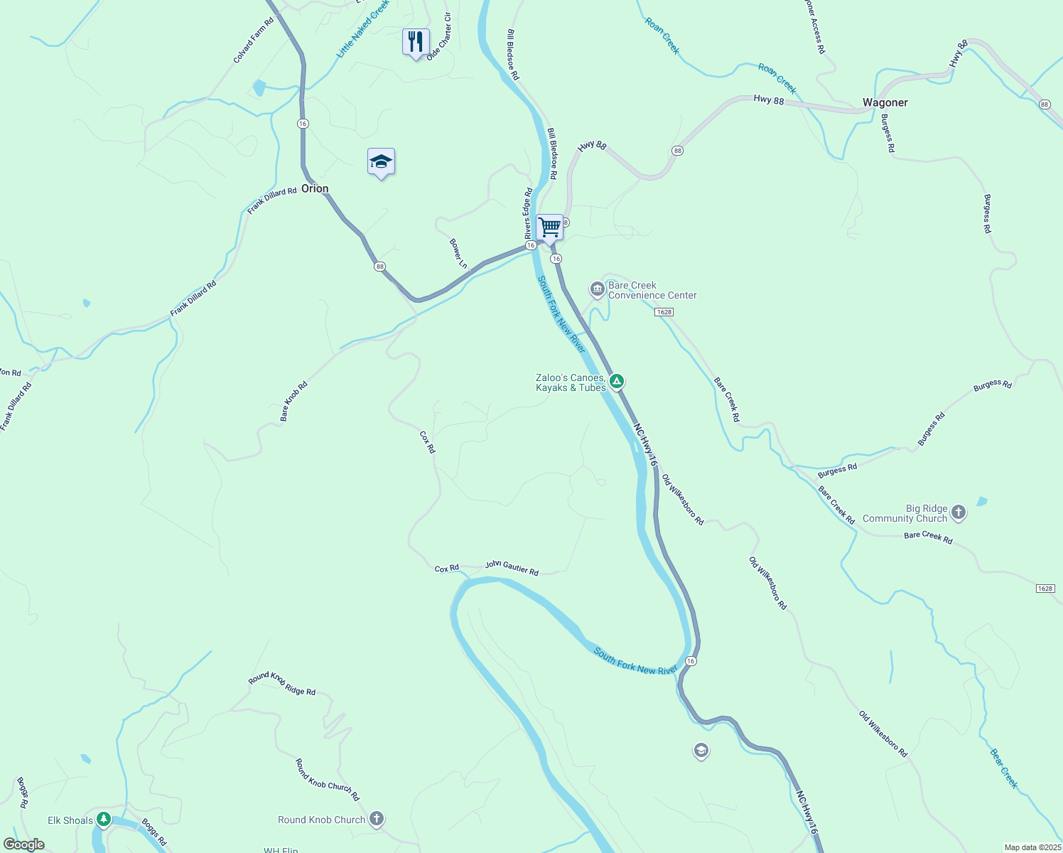 map of restaurants, bars, coffee shops, grocery stores, and more near 528 Woodland Valley Road in Jefferson