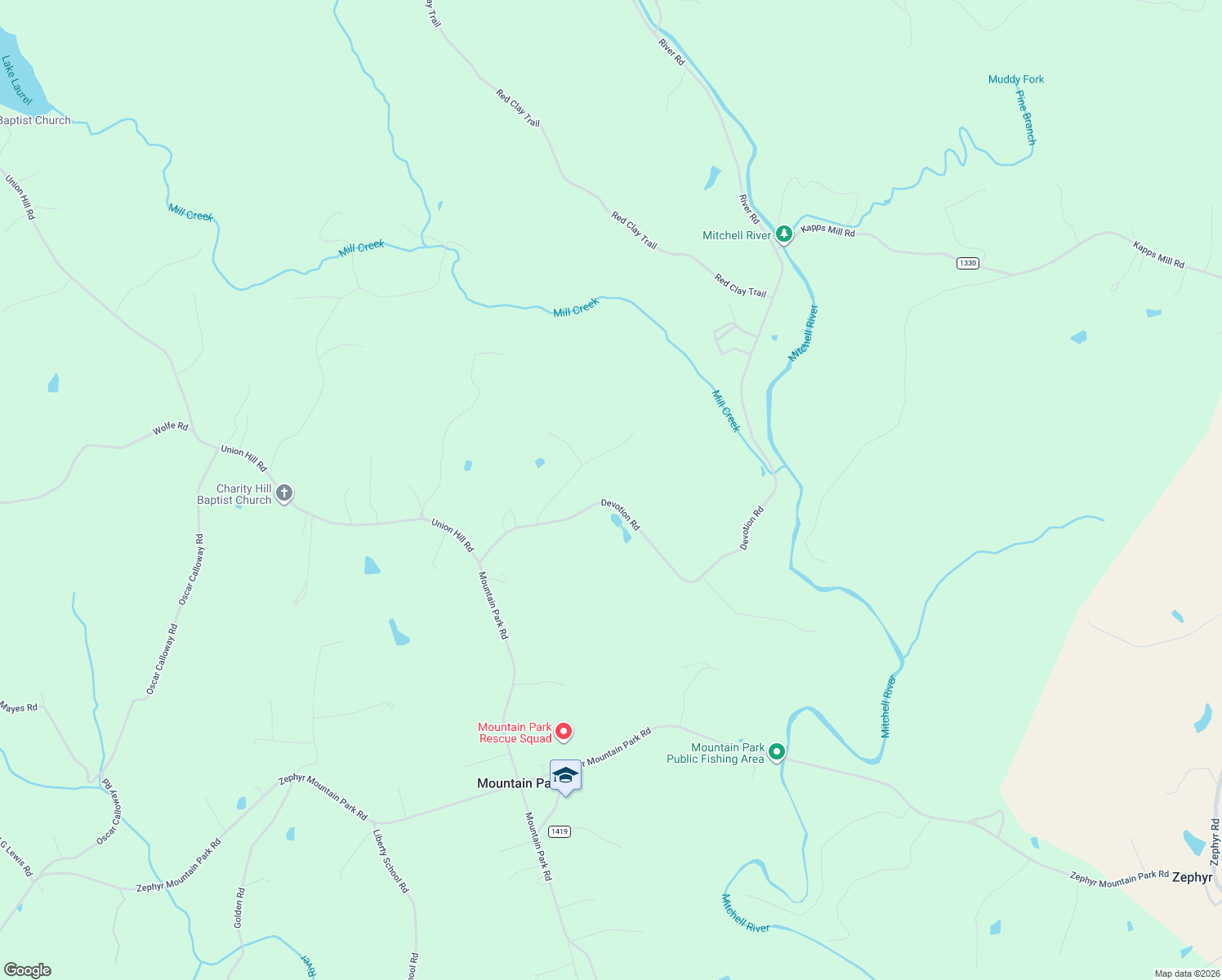 map of restaurants, bars, coffee shops, grocery stores, and more near 325 Devotion Road in Thurmond