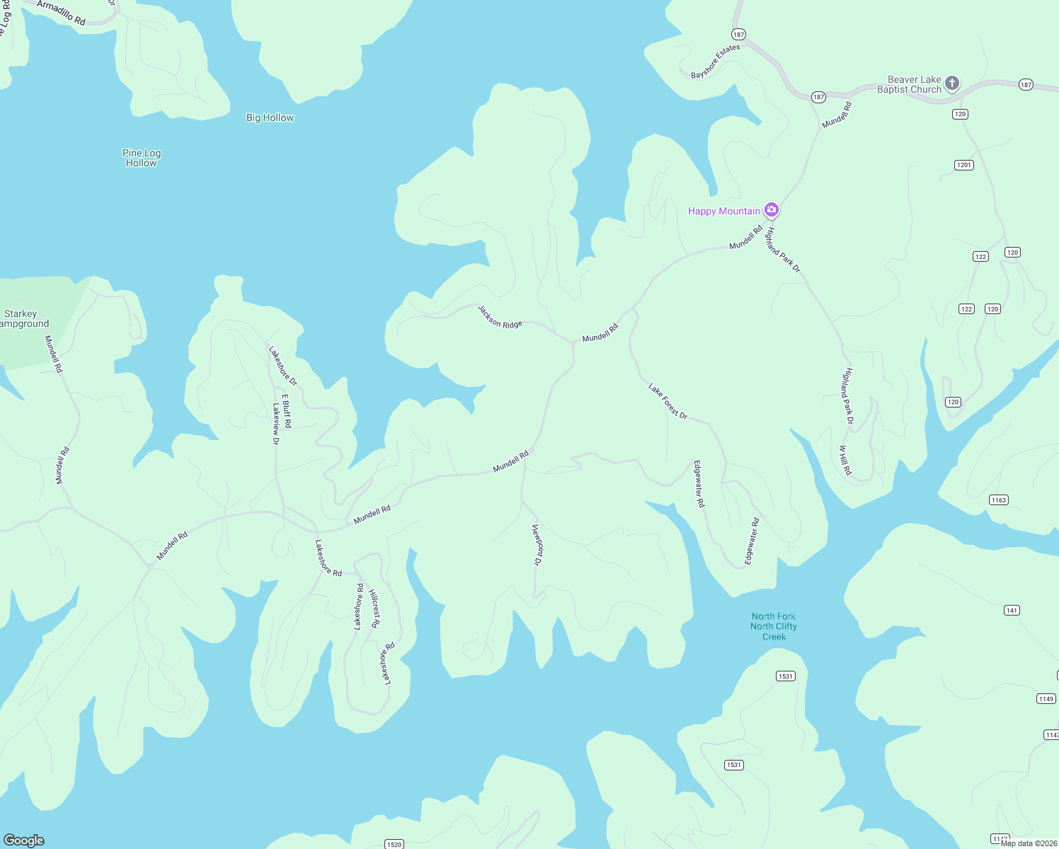 map of restaurants, bars, coffee shops, grocery stores, and more near 1627 Mundell Road in Eureka Springs