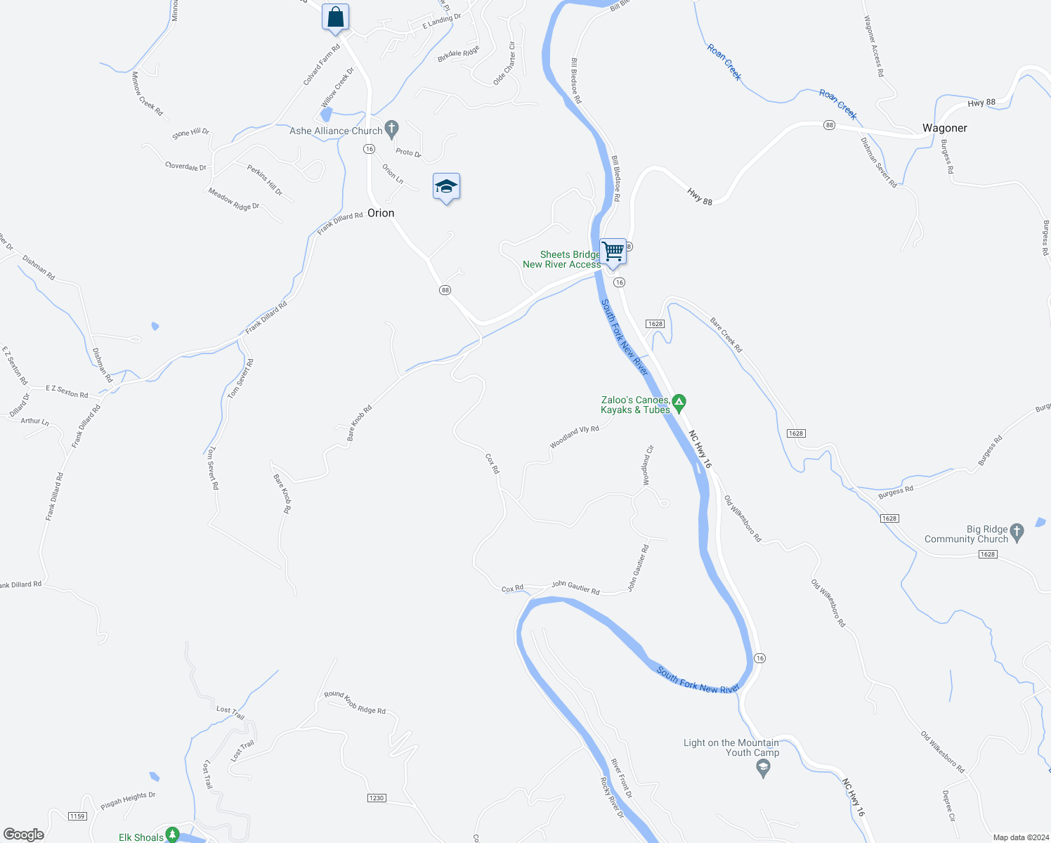 map of restaurants, bars, coffee shops, grocery stores, and more near 163 Snow Barn Lane in Jefferson