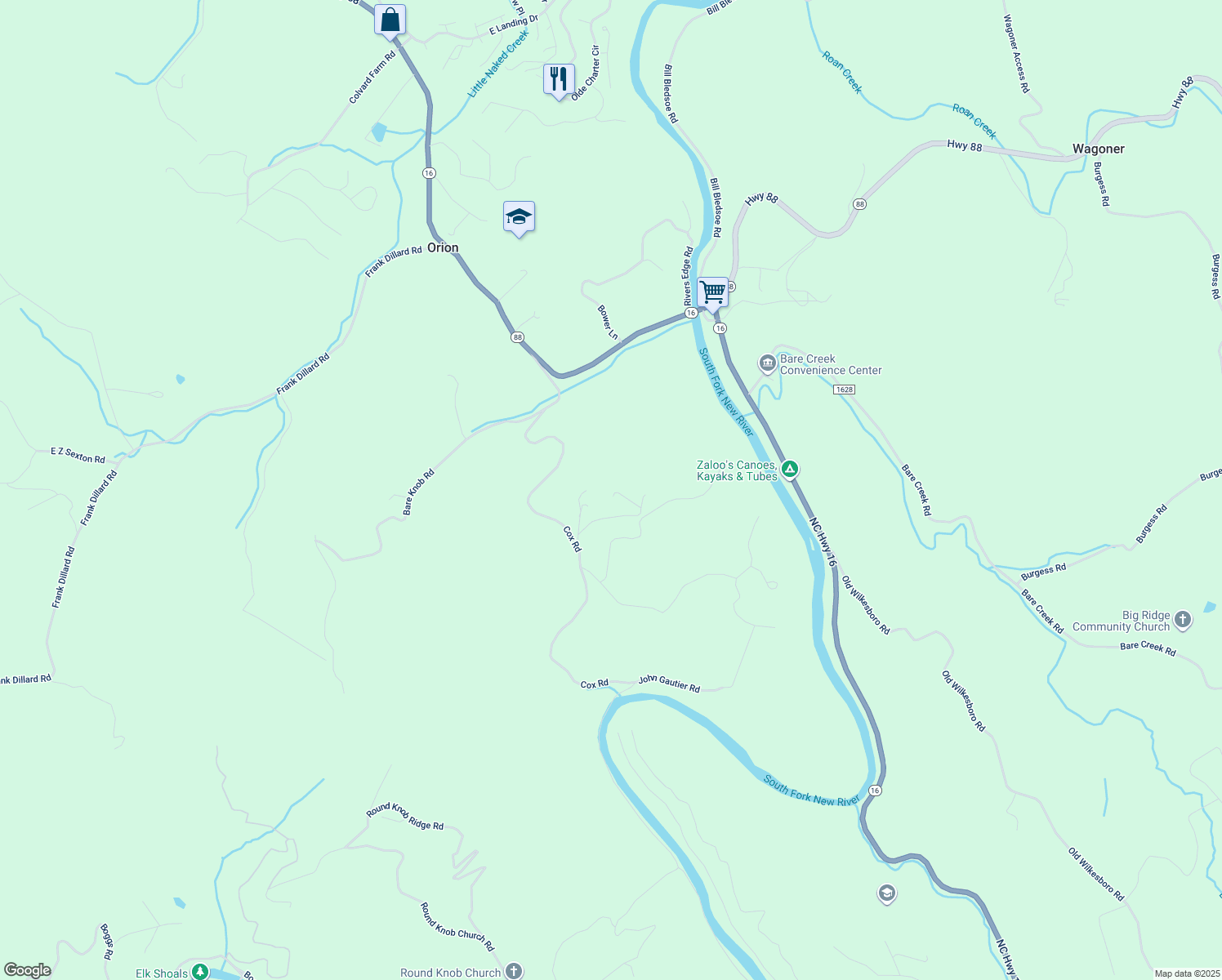 map of restaurants, bars, coffee shops, grocery stores, and more near 163 Snow Barn Lane in Jefferson