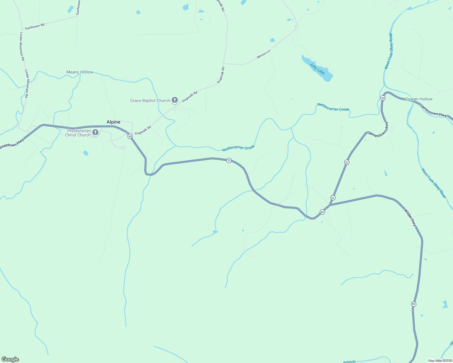 map of restaurants, bars, coffee shops, grocery stores, and more near 2694 Jamestown Highway in Alpine