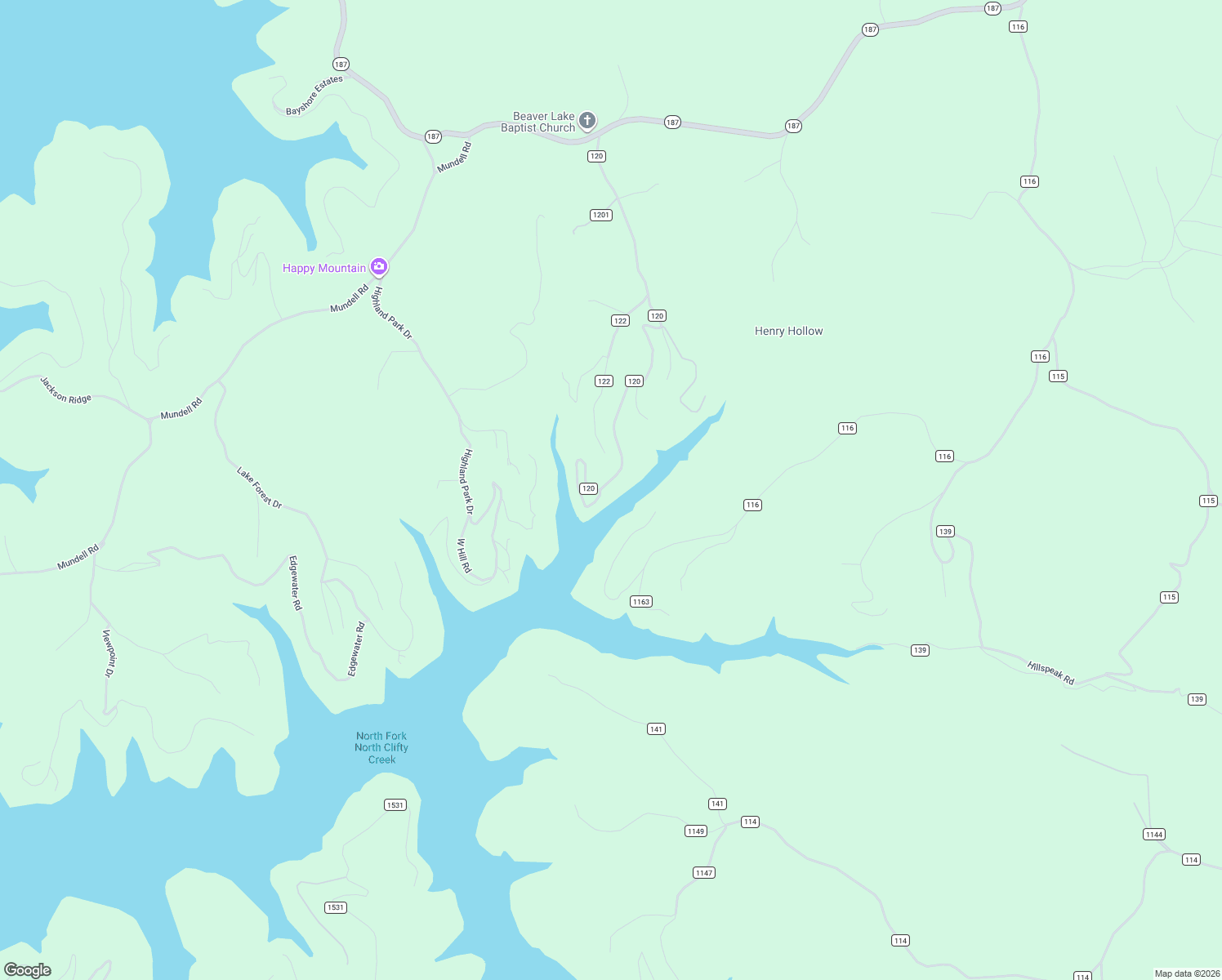 map of restaurants, bars, coffee shops, grocery stores, and more near 1234 County Road 120 in Eureka Springs