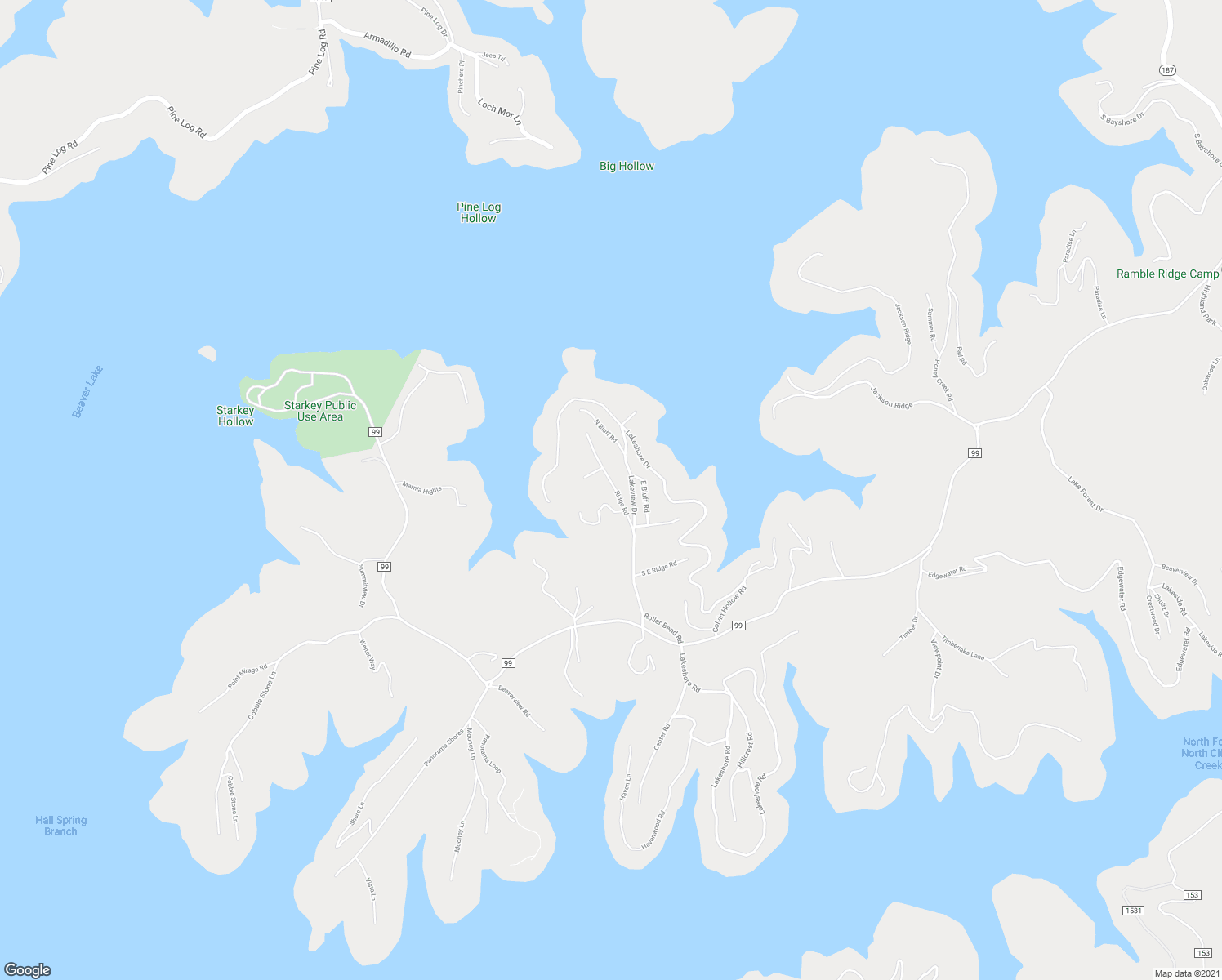 map of restaurants, bars, coffee shops, grocery stores, and more near 133 Ridge Road in Eureka Springs