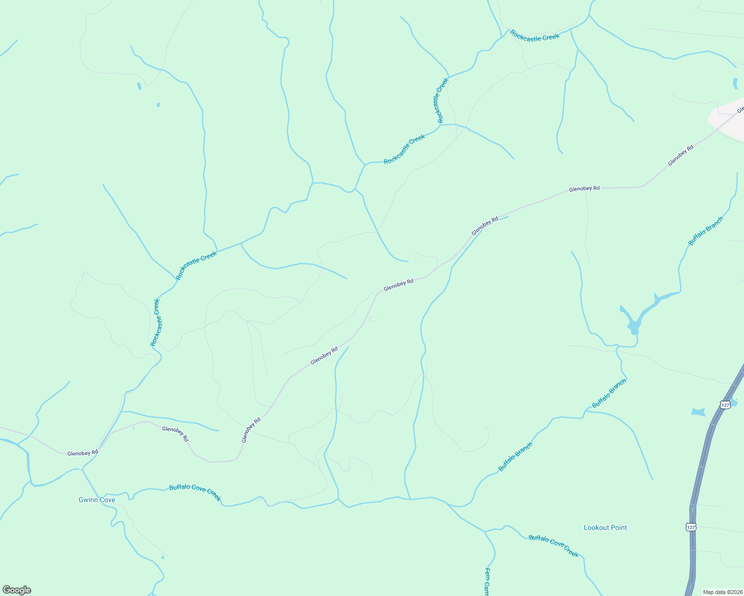 map of restaurants, bars, coffee shops, grocery stores, and more near 1682 Glenobey Road in Jamestown