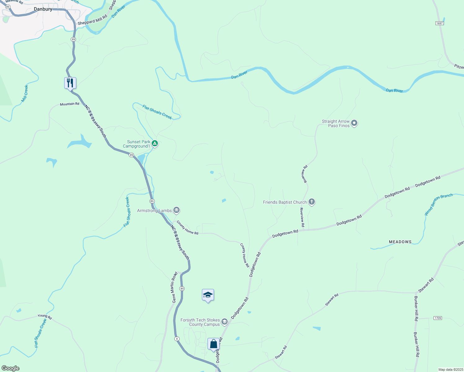 map of restaurants, bars, coffee shops, grocery stores, and more near 1312 Mounce Rd in Walnut Cove