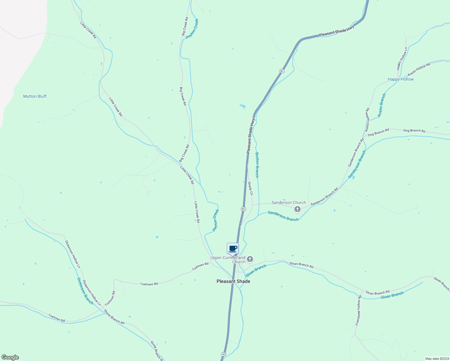 map of restaurants, bars, coffee shops, grocery stores, and more near in Pleasant Shade