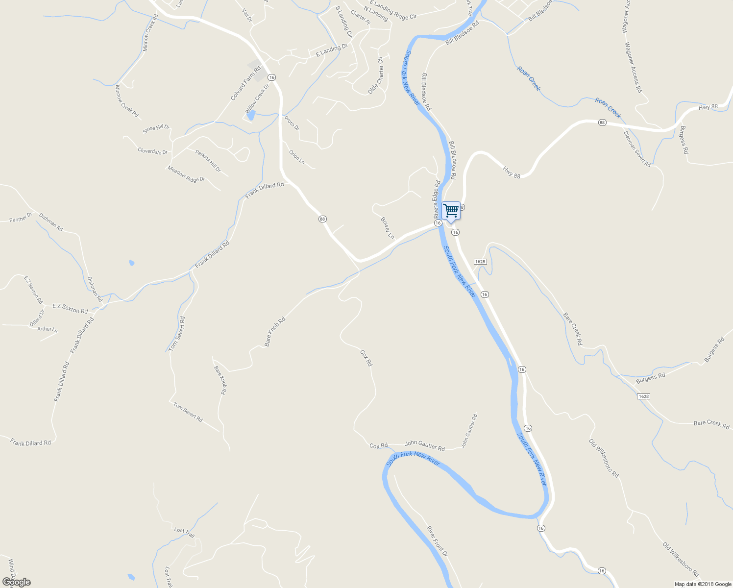 map of restaurants, bars, coffee shops, grocery stores, and more near 619 Cox Road in Jefferson
