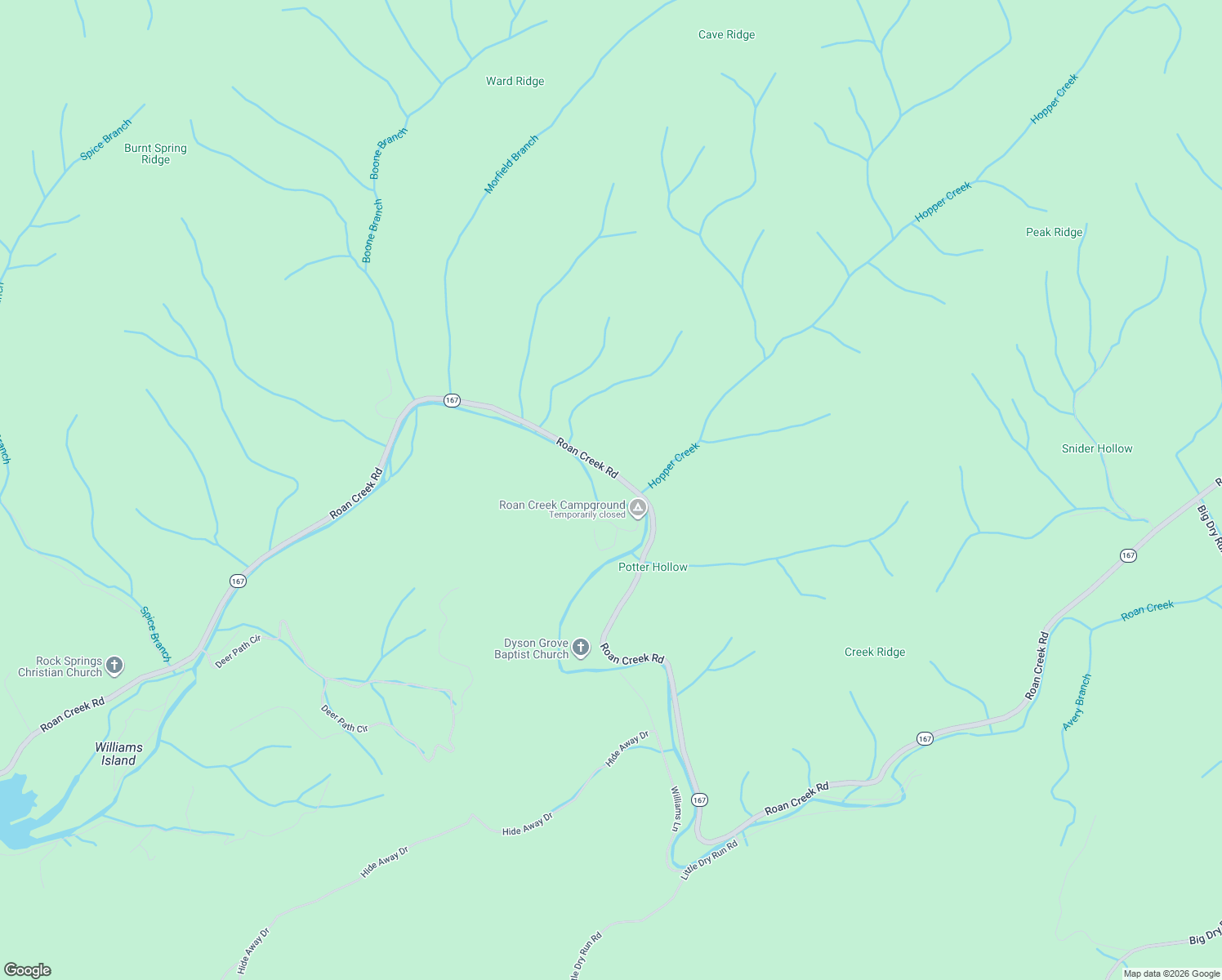 map of restaurants, bars, coffee shops, grocery stores, and more near 9147 Roan Creek Road in Butler