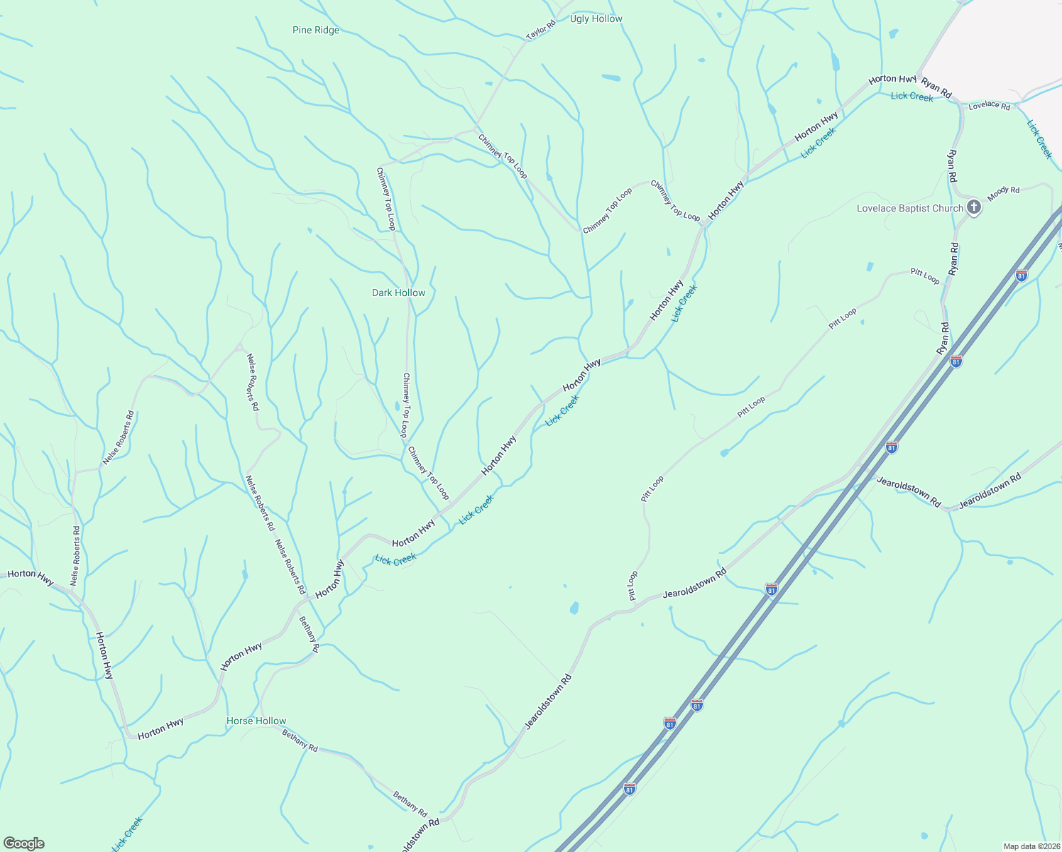 map of restaurants, bars, coffee shops, grocery stores, and more near 17330 Horton Highway in Fall Branch