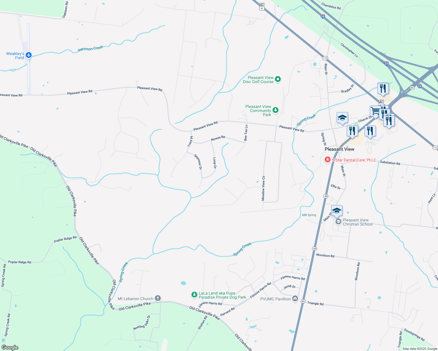 map of restaurants, bars, coffee shops, grocery stores, and more near 1185 Loop Drive in Pleasant View