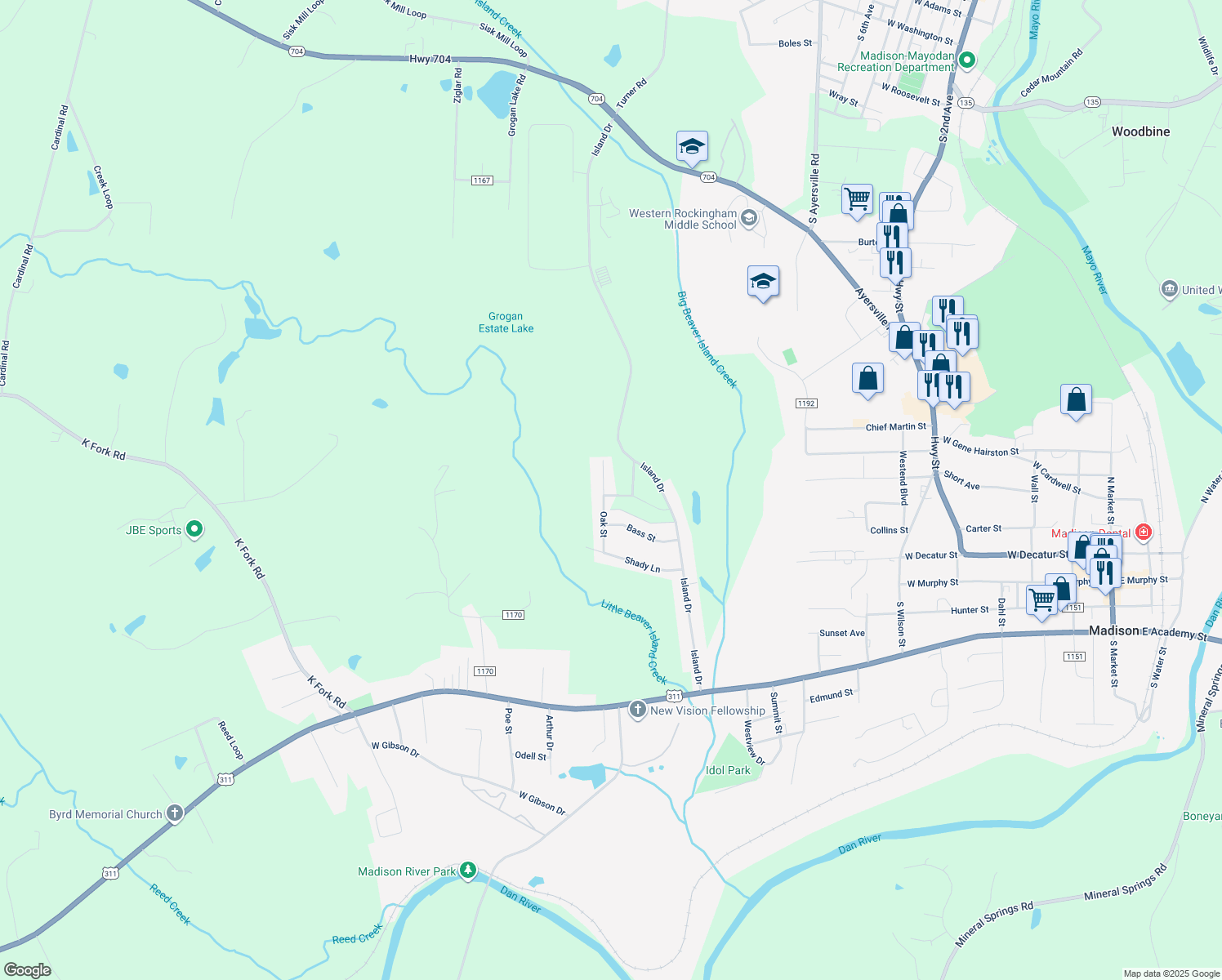 map of restaurants, bars, coffee shops, grocery stores, and more near 412 Oak St in Madison