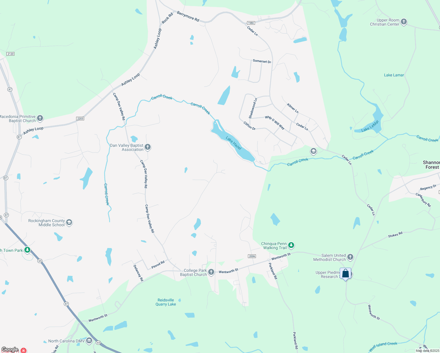 map of restaurants, bars, coffee shops, grocery stores, and more near 495 Talley Road in Reidsville