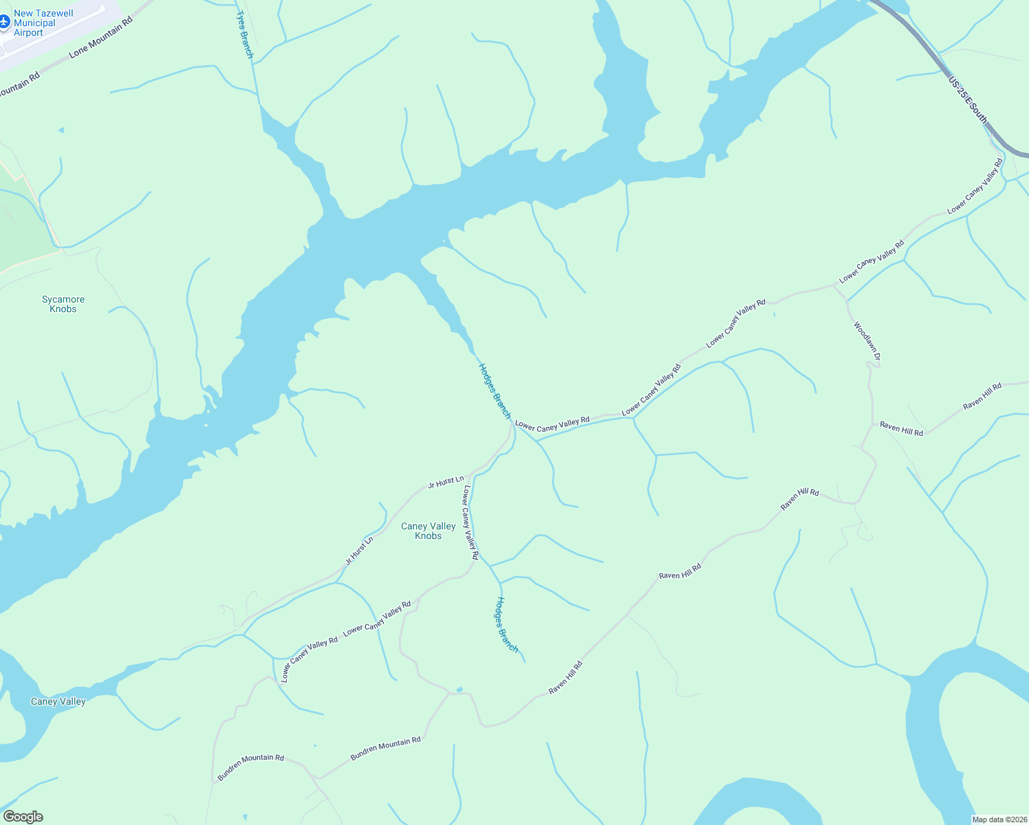 map of restaurants, bars, coffee shops, grocery stores, and more near 1079 Lower Caney Valley Road in Tazewell