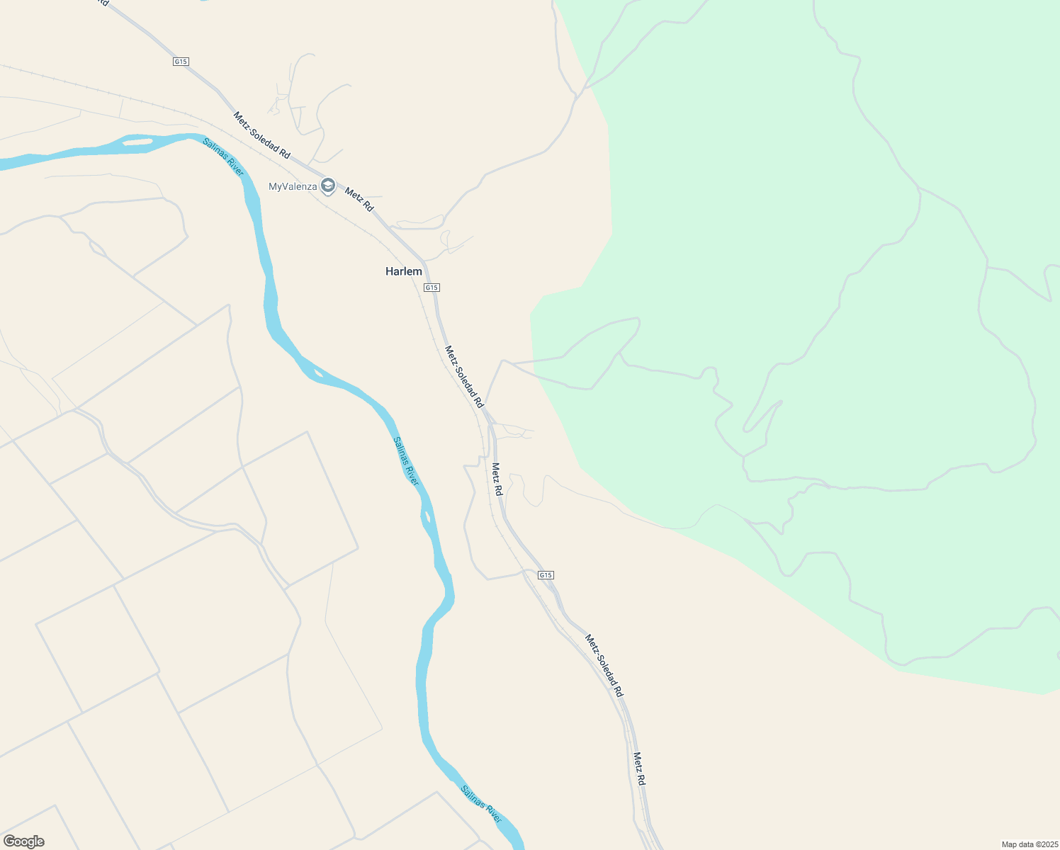 map of restaurants, bars, coffee shops, grocery stores, and more near 36527 Metz Road in Soledad