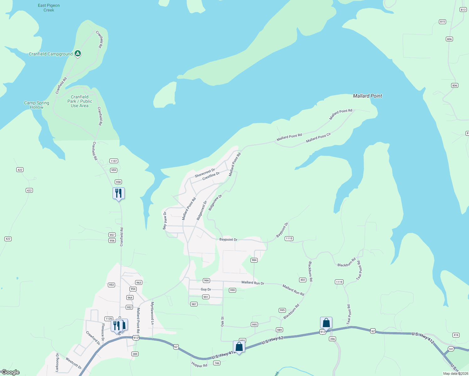 map of restaurants, bars, coffee shops, grocery stores, and more near 456-562 Ridgeview Drive in Mountain Home