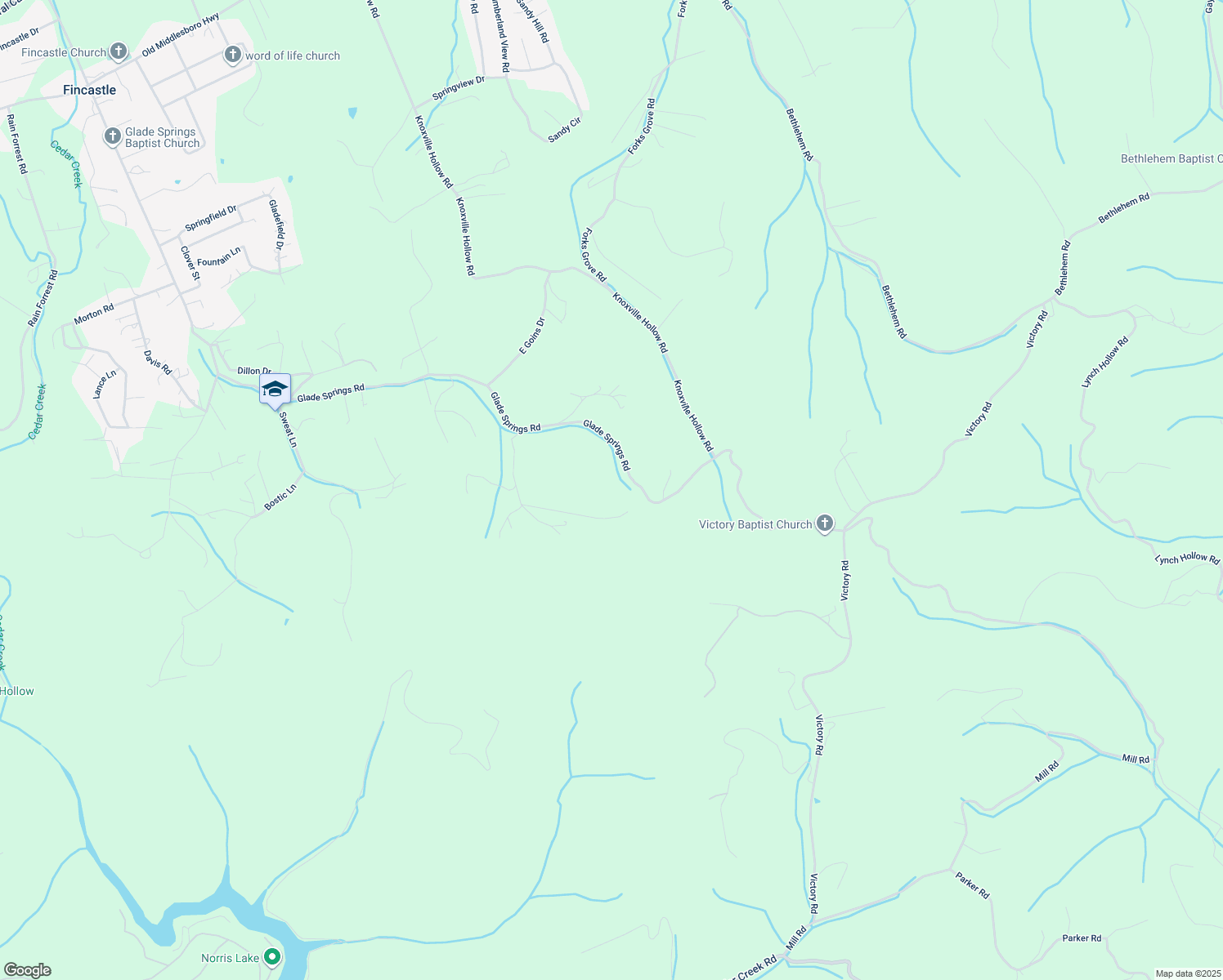 map of restaurants, bars, coffee shops, grocery stores, and more near 1410 Glade Springs Road in LaFollette