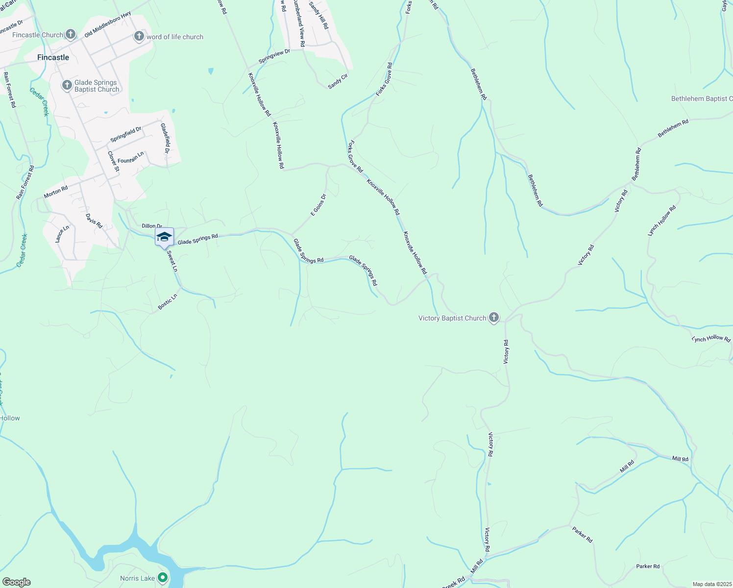 map of restaurants, bars, coffee shops, grocery stores, and more near 1410 Glade Springs Road in LaFollette