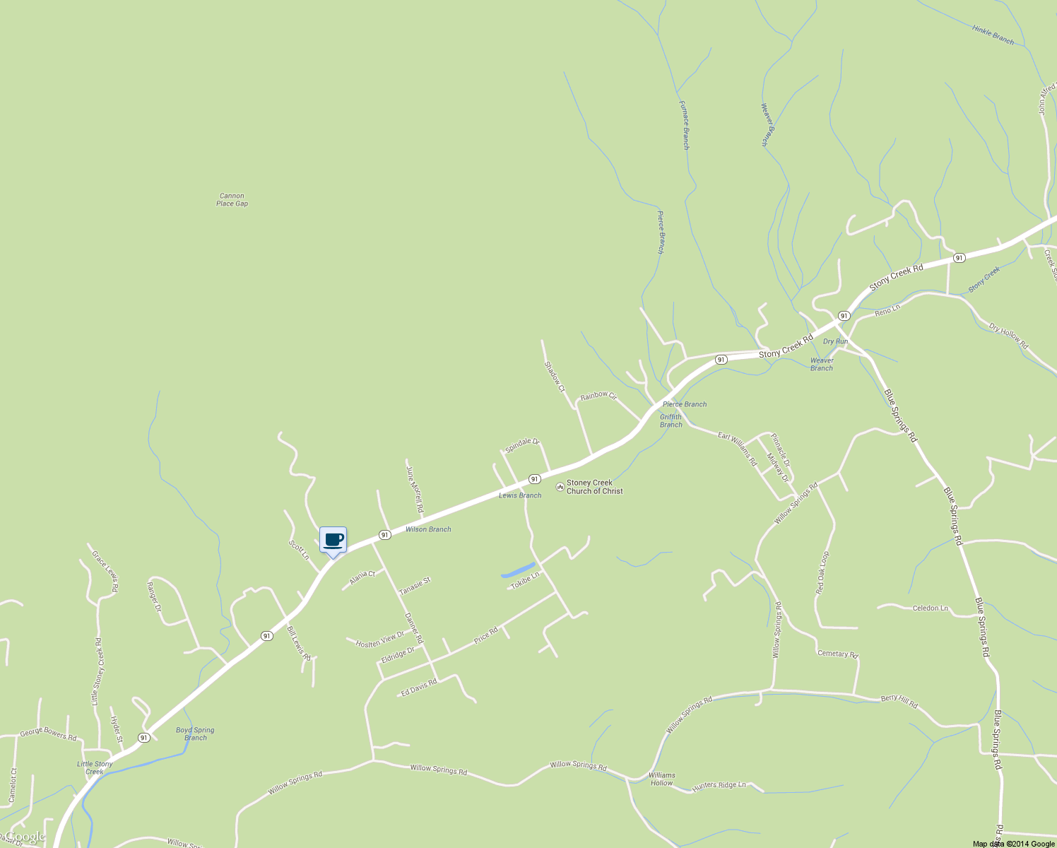 map of restaurants, bars, coffee shops, grocery stores, and more near 163 Jim Morrell Loop in Elizabethton