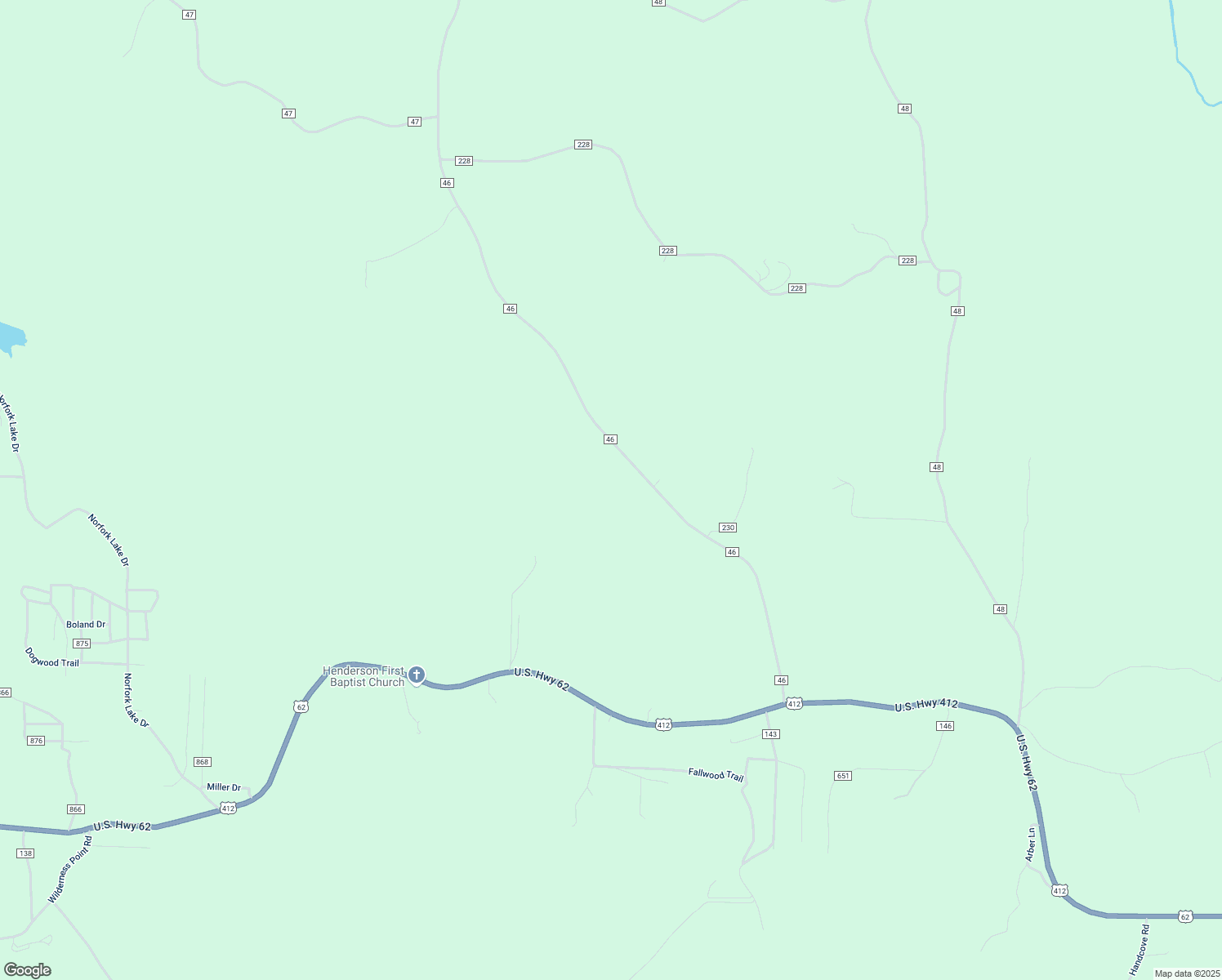 map of restaurants, bars, coffee shops, grocery stores, and more near 894 County Road 46 in Henderson