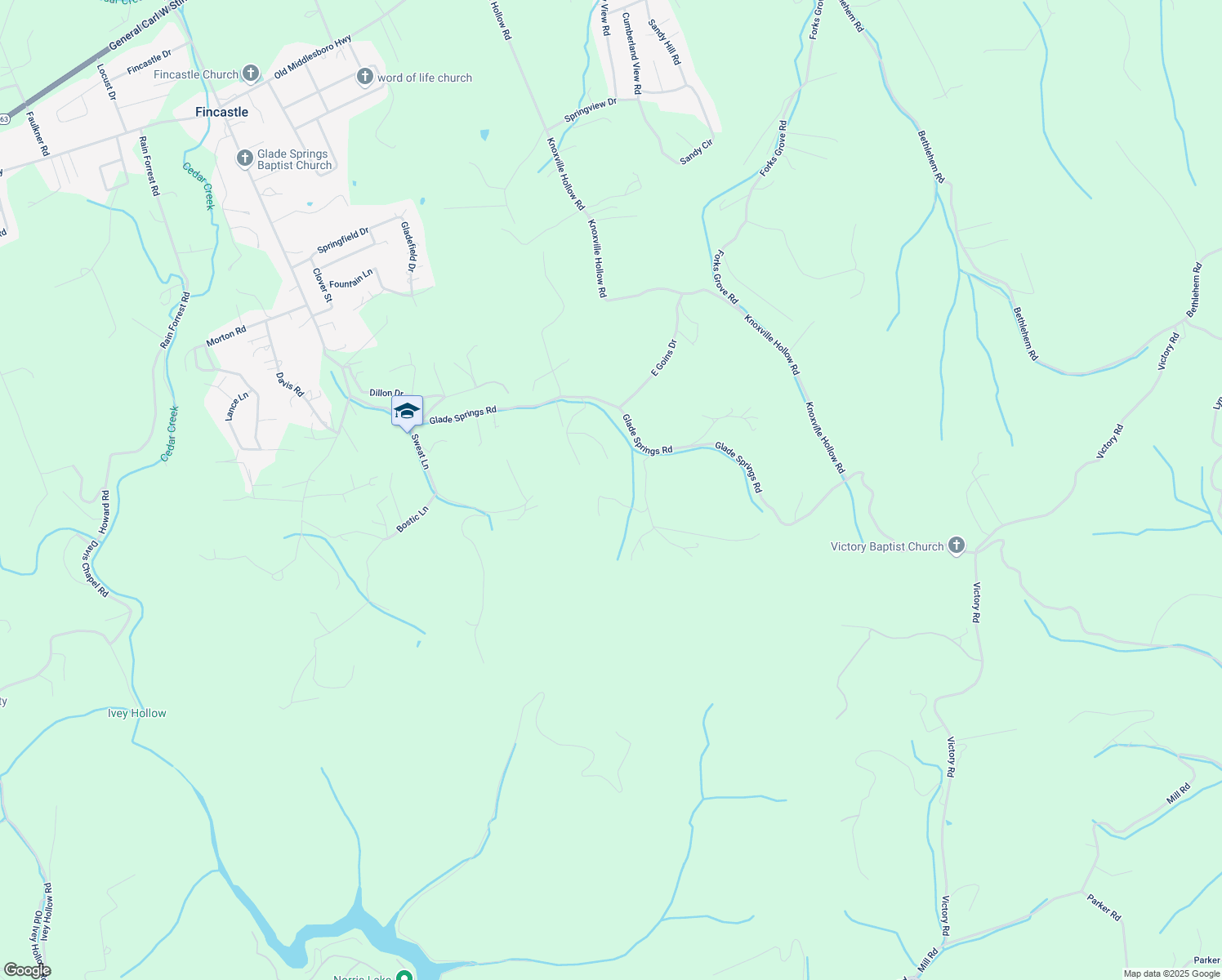 map of restaurants, bars, coffee shops, grocery stores, and more near 174 Kenzie Lane in LaFollette