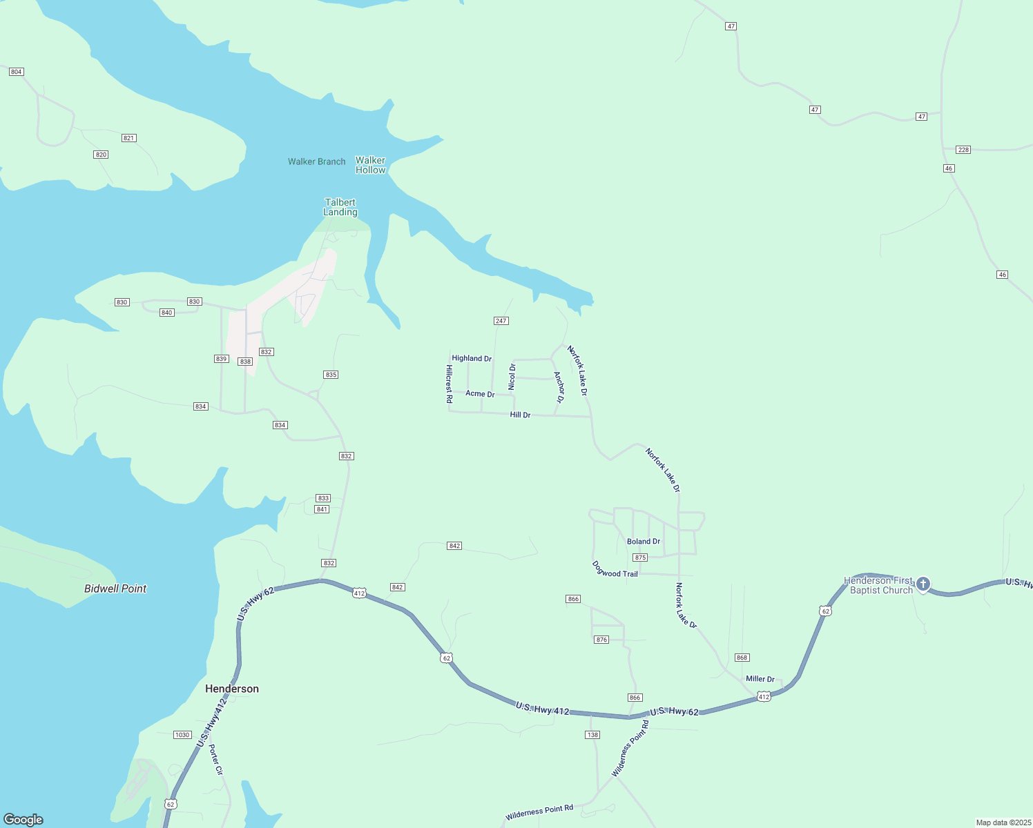 map of restaurants, bars, coffee shops, grocery stores, and more near 205 Hill Drive in Henderson