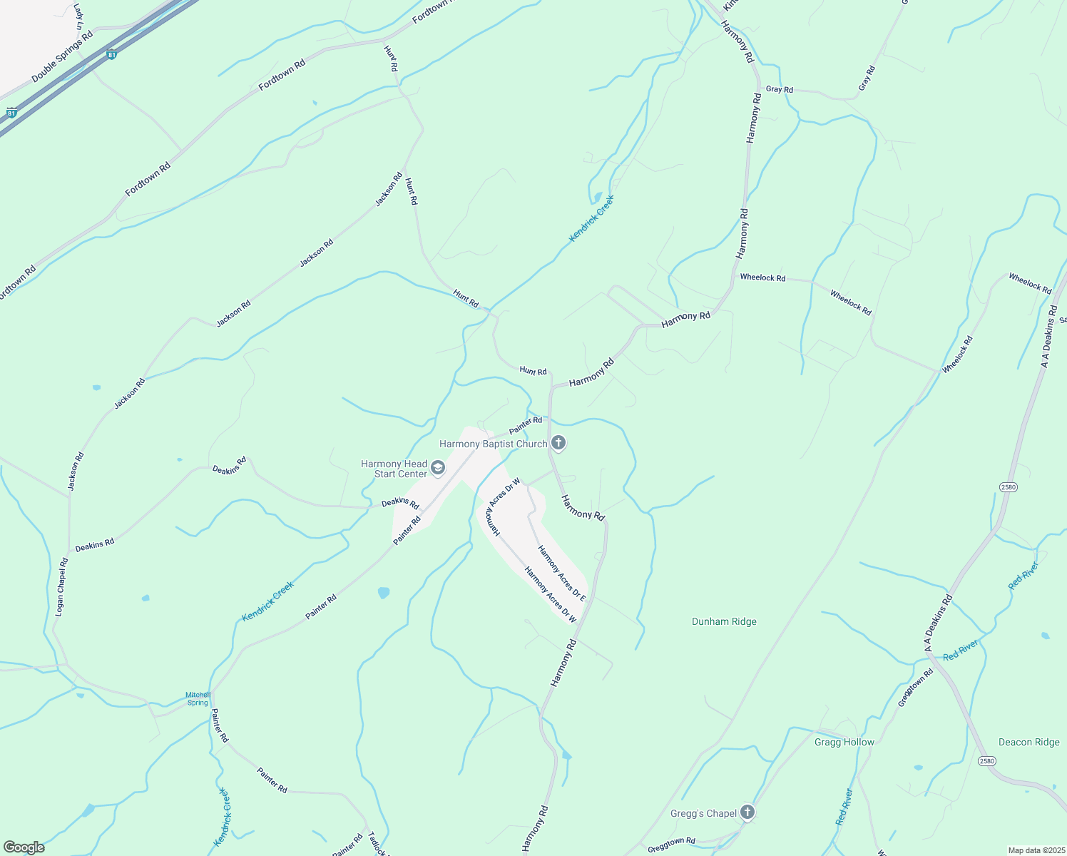 map of restaurants, bars, coffee shops, grocery stores, and more near 1120 Painter Road in Jonesborough