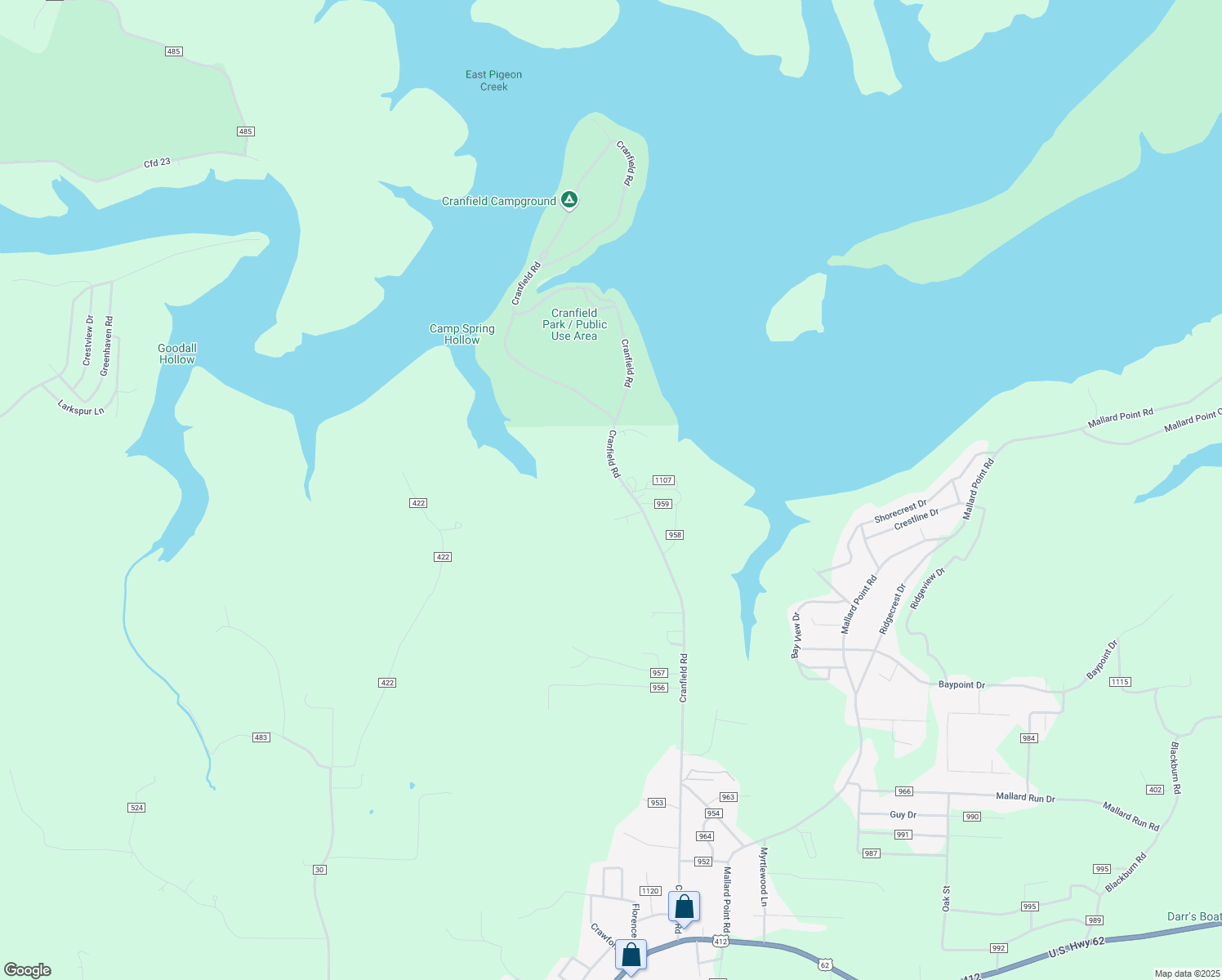 map of restaurants, bars, coffee shops, grocery stores, and more near 1426 Cranfield Road in Mountain Home