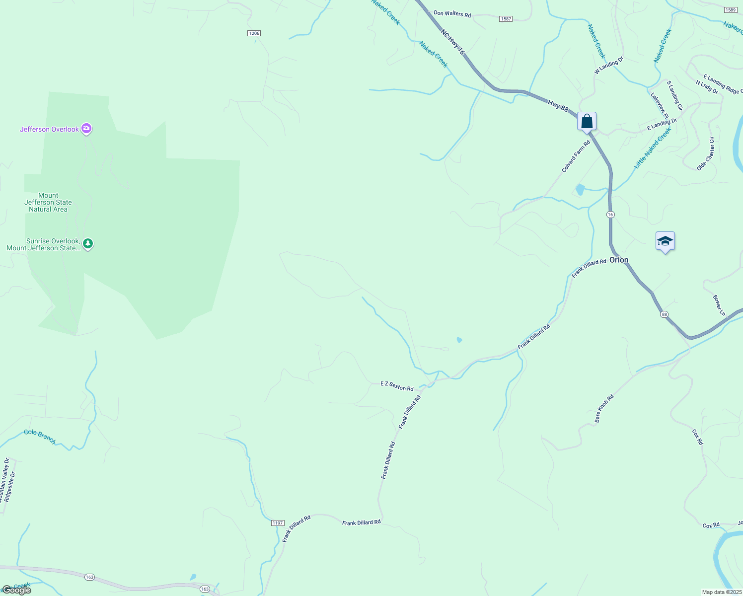 map of restaurants, bars, coffee shops, grocery stores, and more near 645 Dishman Road in Jefferson