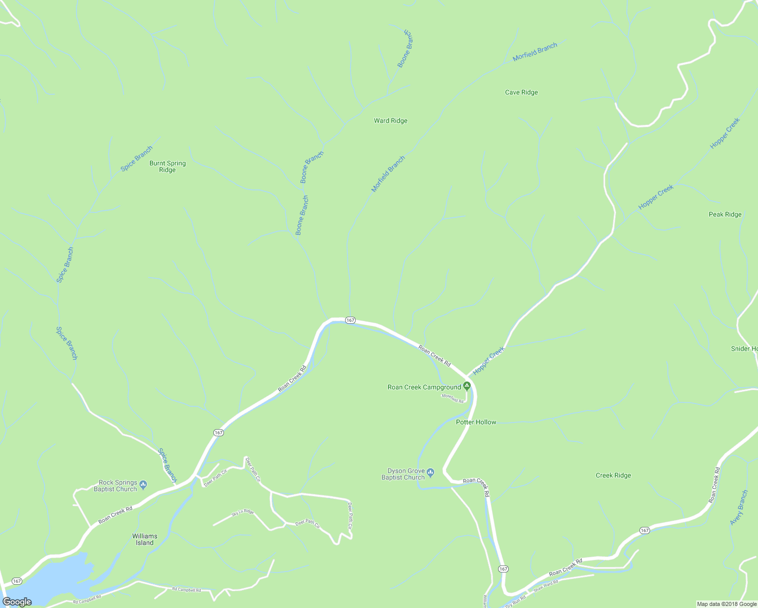 map of restaurants, bars, coffee shops, grocery stores, and more near 9600 Roan Creek Road in Butler