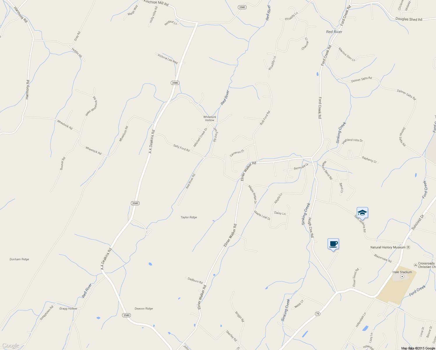 map of restaurants, bars, coffee shops, grocery stores, and more near 120 Jim Ford Road in Jonesborough