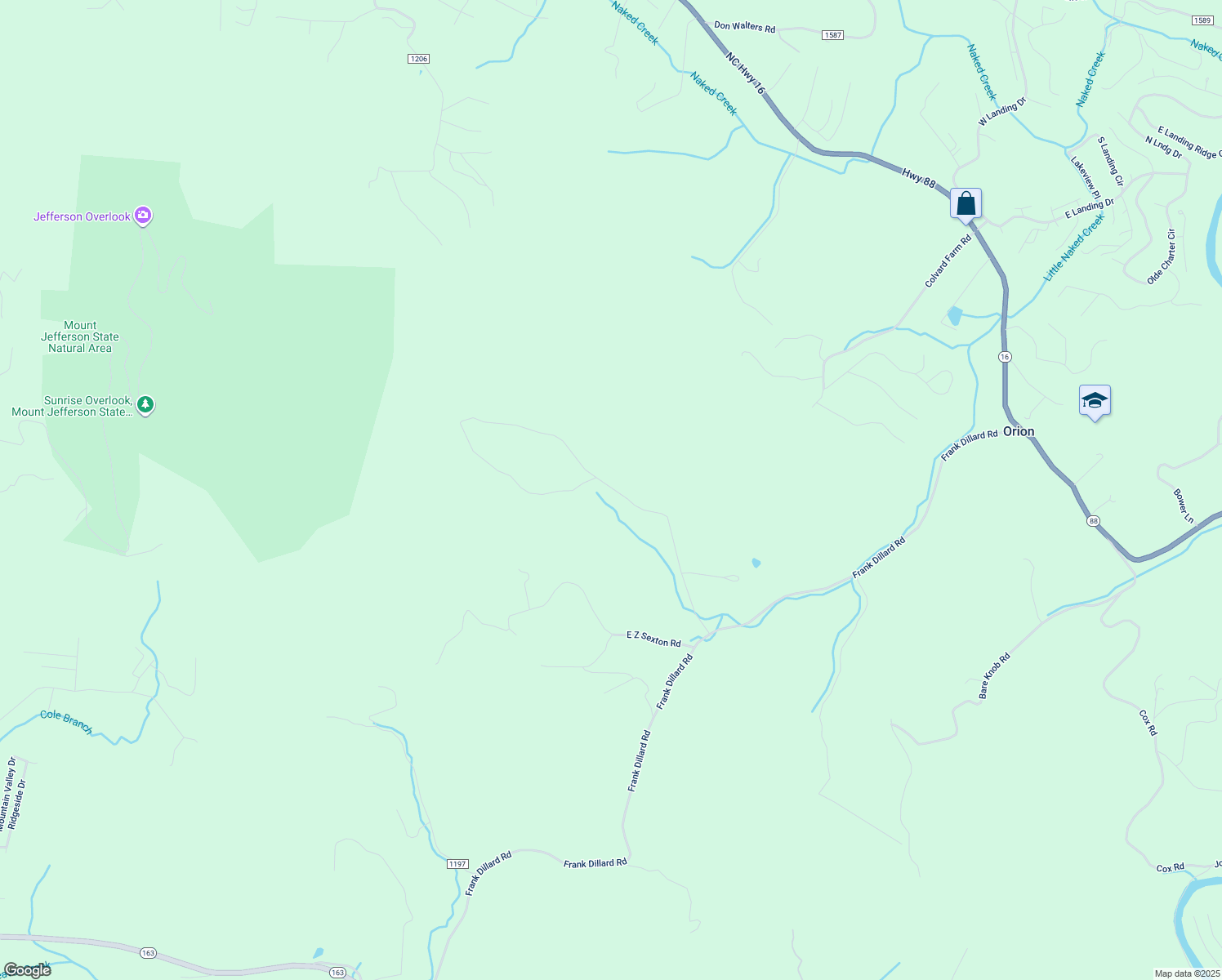 map of restaurants, bars, coffee shops, grocery stores, and more near 645 Dishman Road in Jefferson