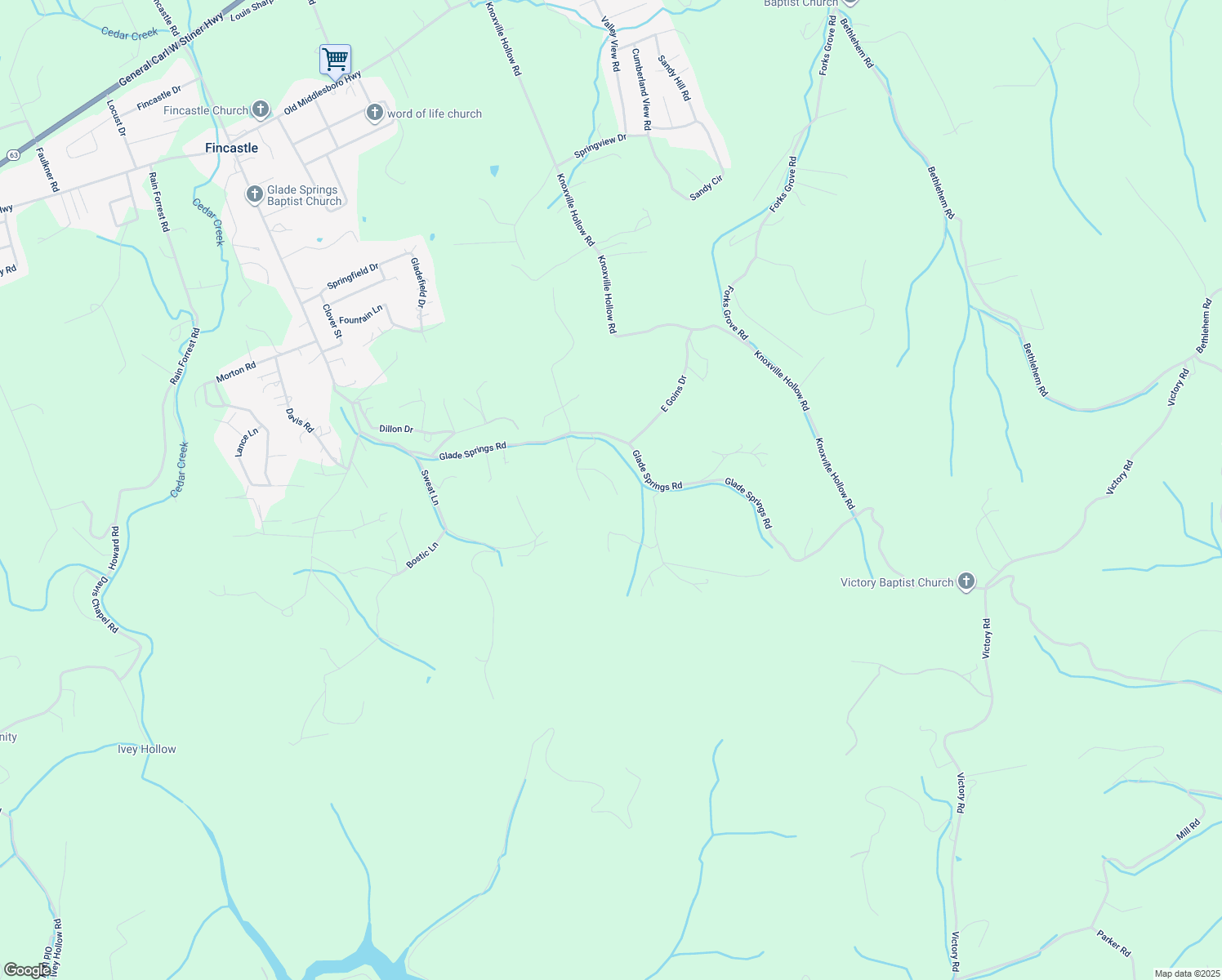 map of restaurants, bars, coffee shops, grocery stores, and more near 174 Kenzie Lane in LaFollette