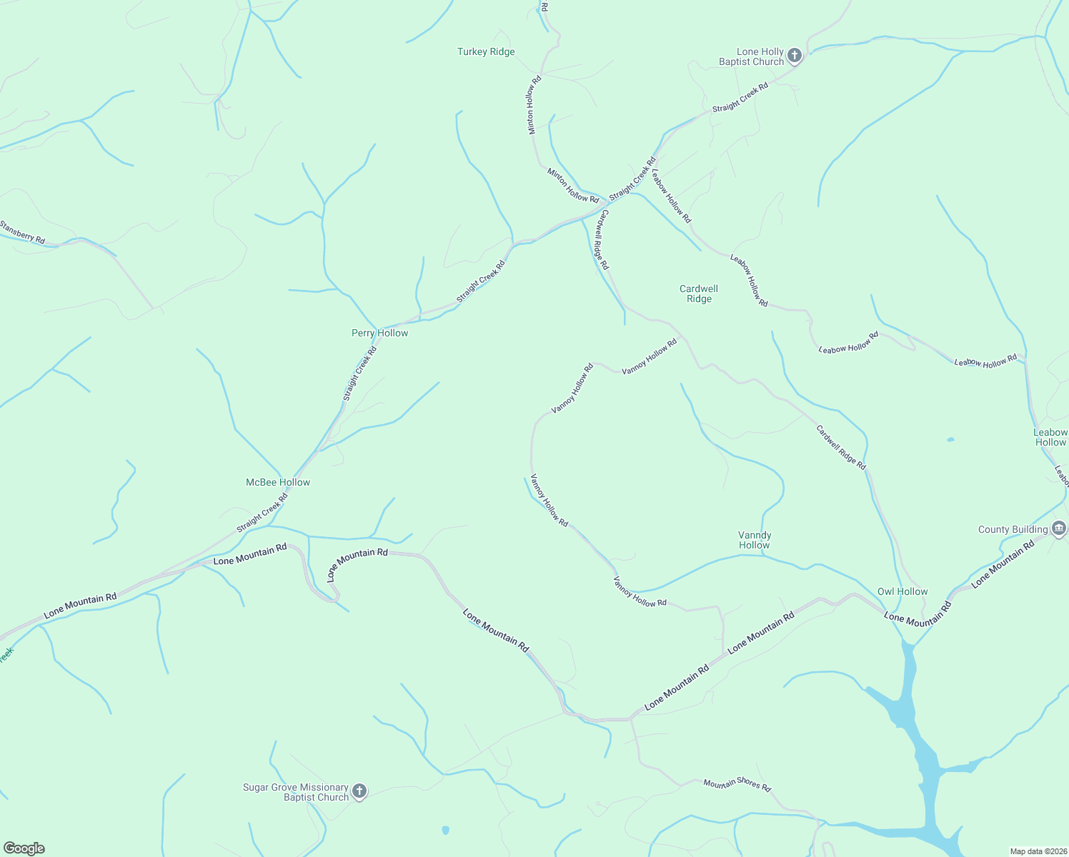 map of restaurants, bars, coffee shops, grocery stores, and more near 425 Vannoy Hollow Road in New Tazewell