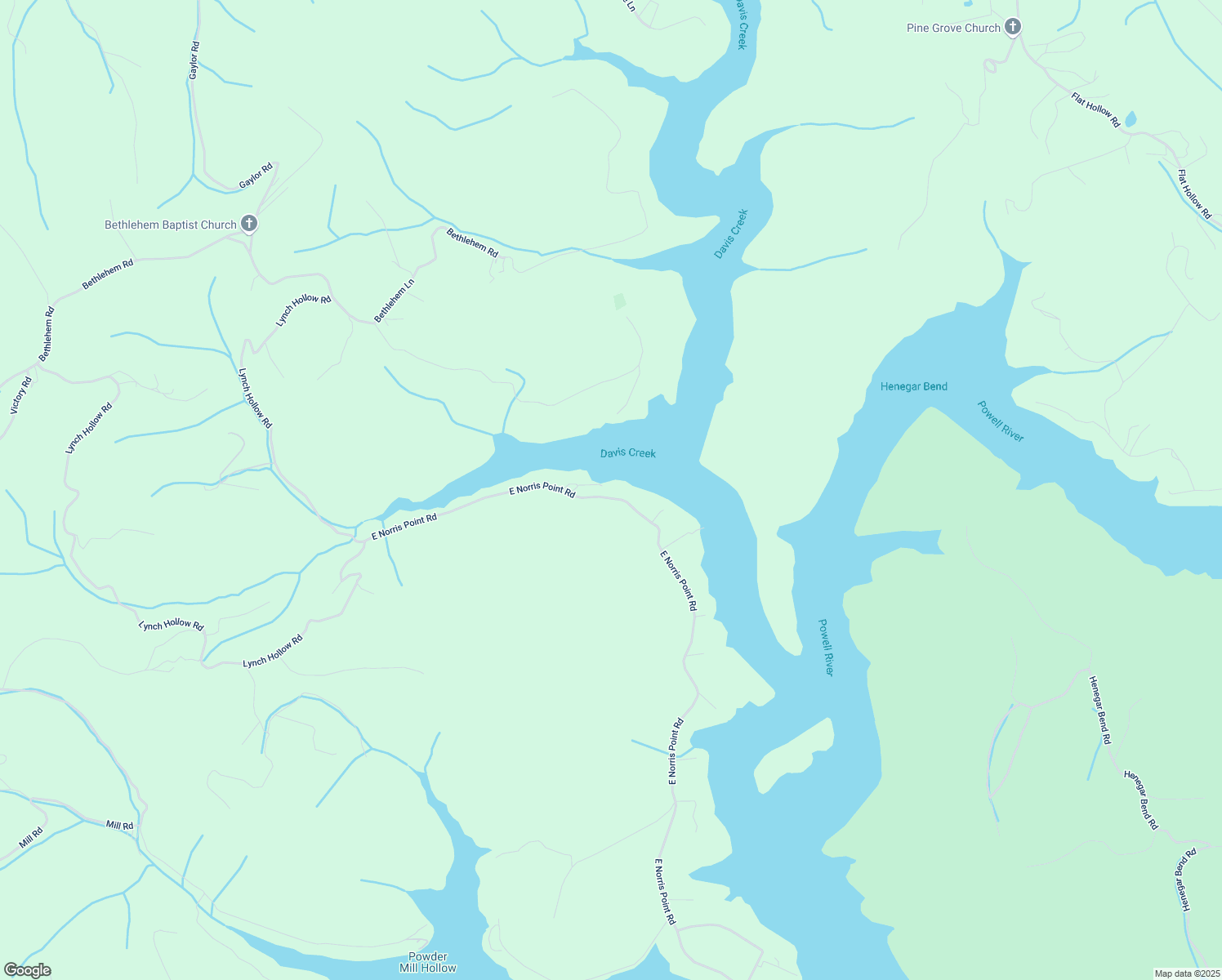 map of restaurants, bars, coffee shops, grocery stores, and more near 425 East Norris Point Road in LaFollette