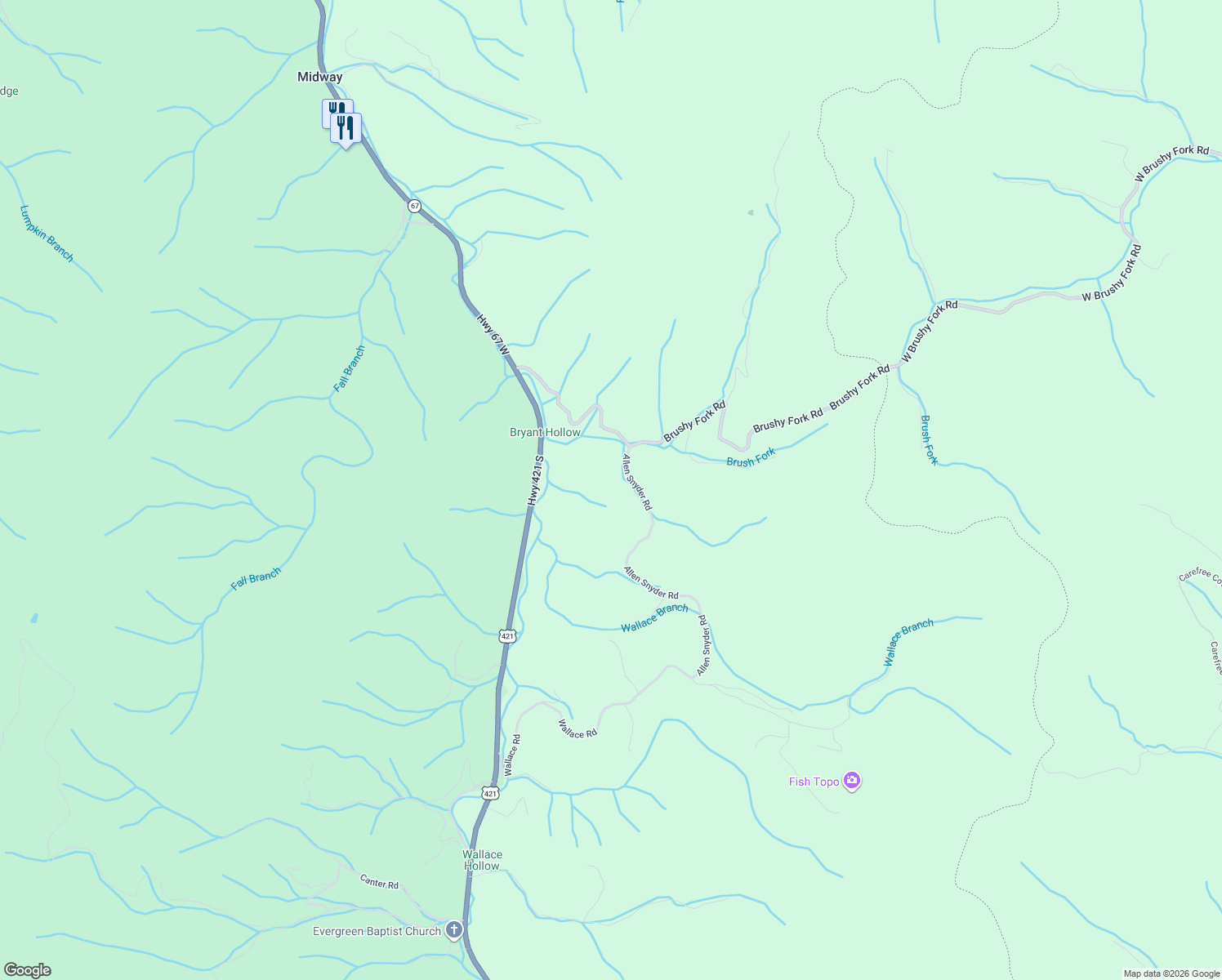 map of restaurants, bars, coffee shops, grocery stores, and more near 424 Allen Snyder Road in Trade