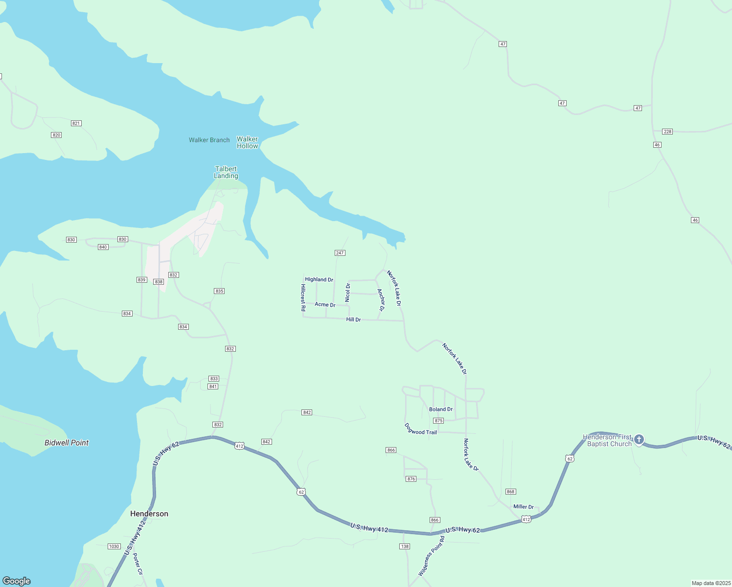map of restaurants, bars, coffee shops, grocery stores, and more near 205 Hill Drive in Henderson